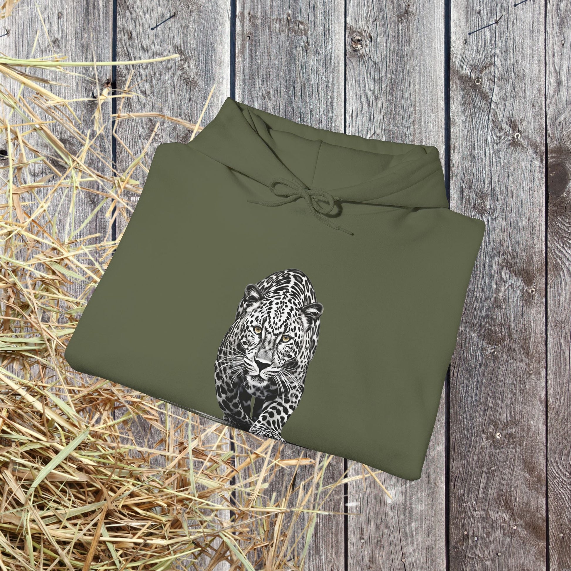 Stalking Leopard Hoodie – Wildlife Art Sweatshirt Original Leopard Design - FlooredByArt