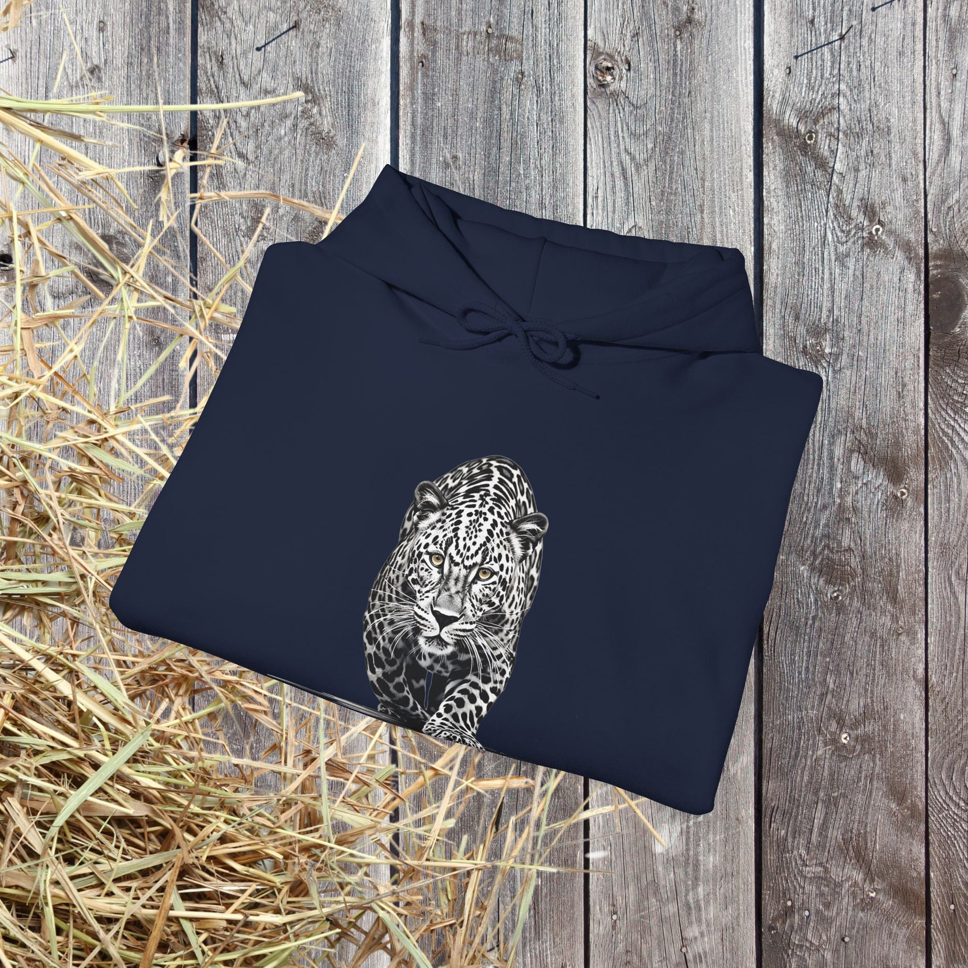 Stalking Leopard Hoodie – Wildlife Art Sweatshirt Original Leopard Design - FlooredByArt