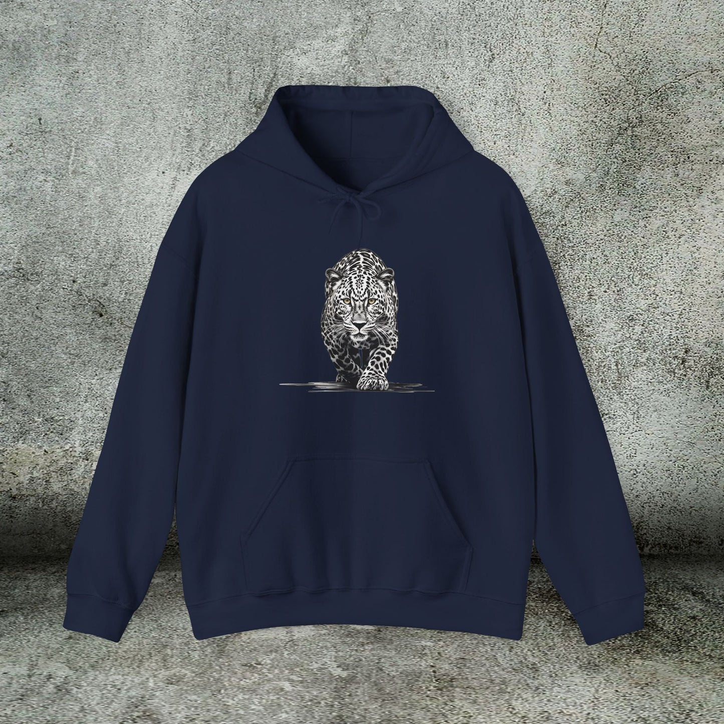 Stalking Leopard Hoodie – Wildlife Art Sweatshirt Original Leopard Design - FlooredByArt