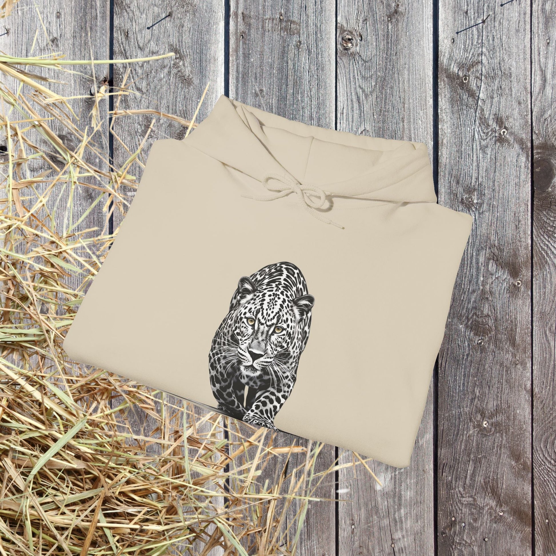 Stalking Leopard Hoodie – Wildlife Art Sweatshirt Original Leopard Design - FlooredByArt
