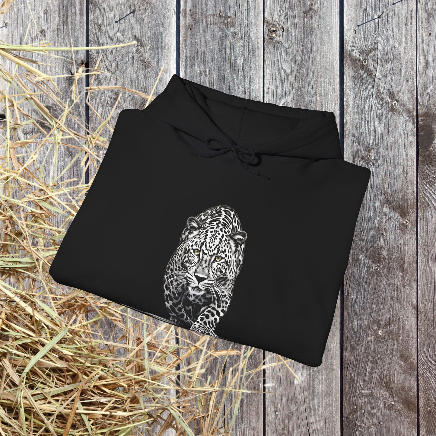 Stalking Leopard Hoodie – Wildlife Art Sweatshirt Original Leopard Design - FlooredByArt