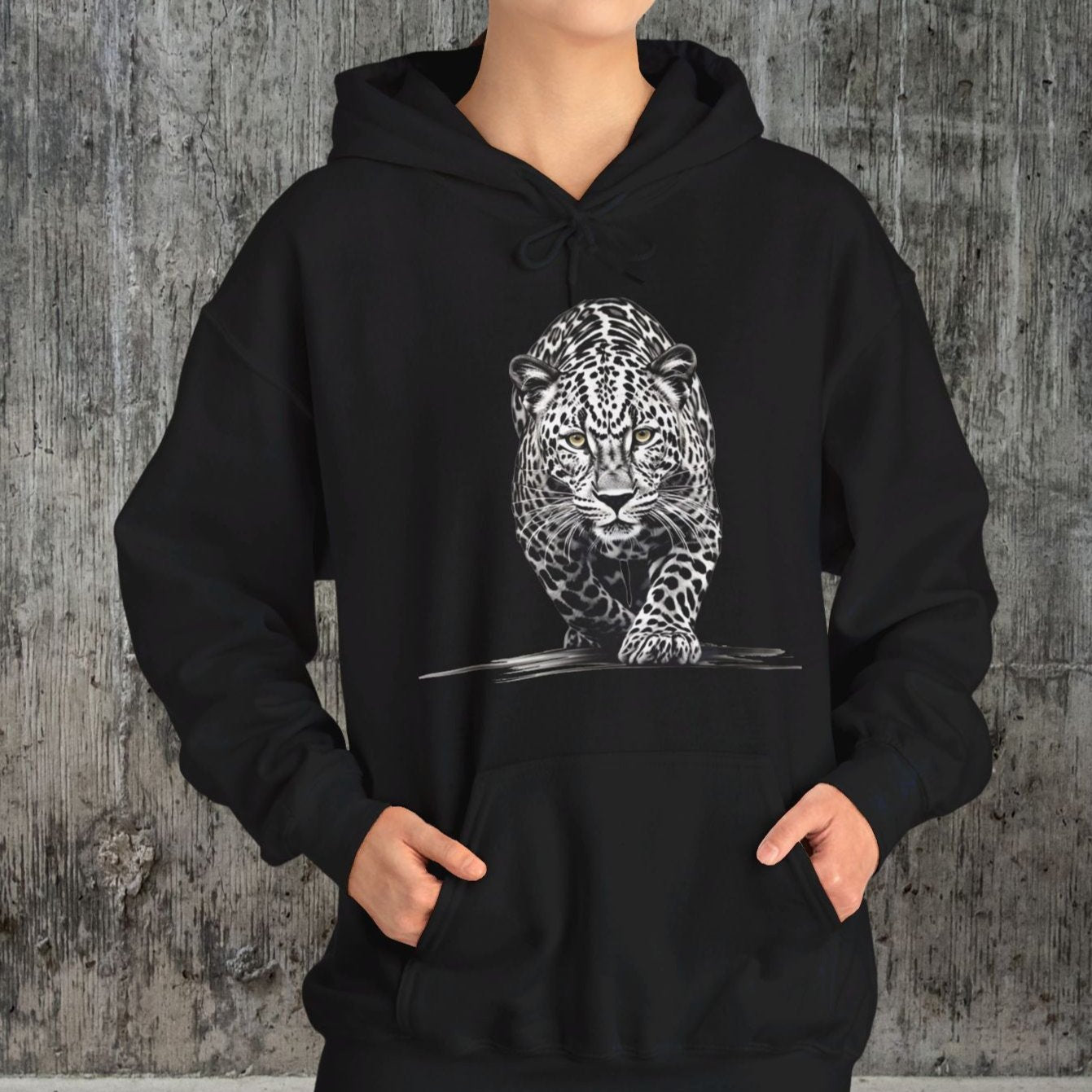 Stalking Leopard Pullover Hoodie Sweatshirt Wildlife Preservation - FlooredByArt