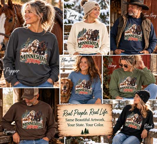 Draft Horse State Strong Long Sleeve Shirt – Custom State & Personalized Comfort Colors Tee