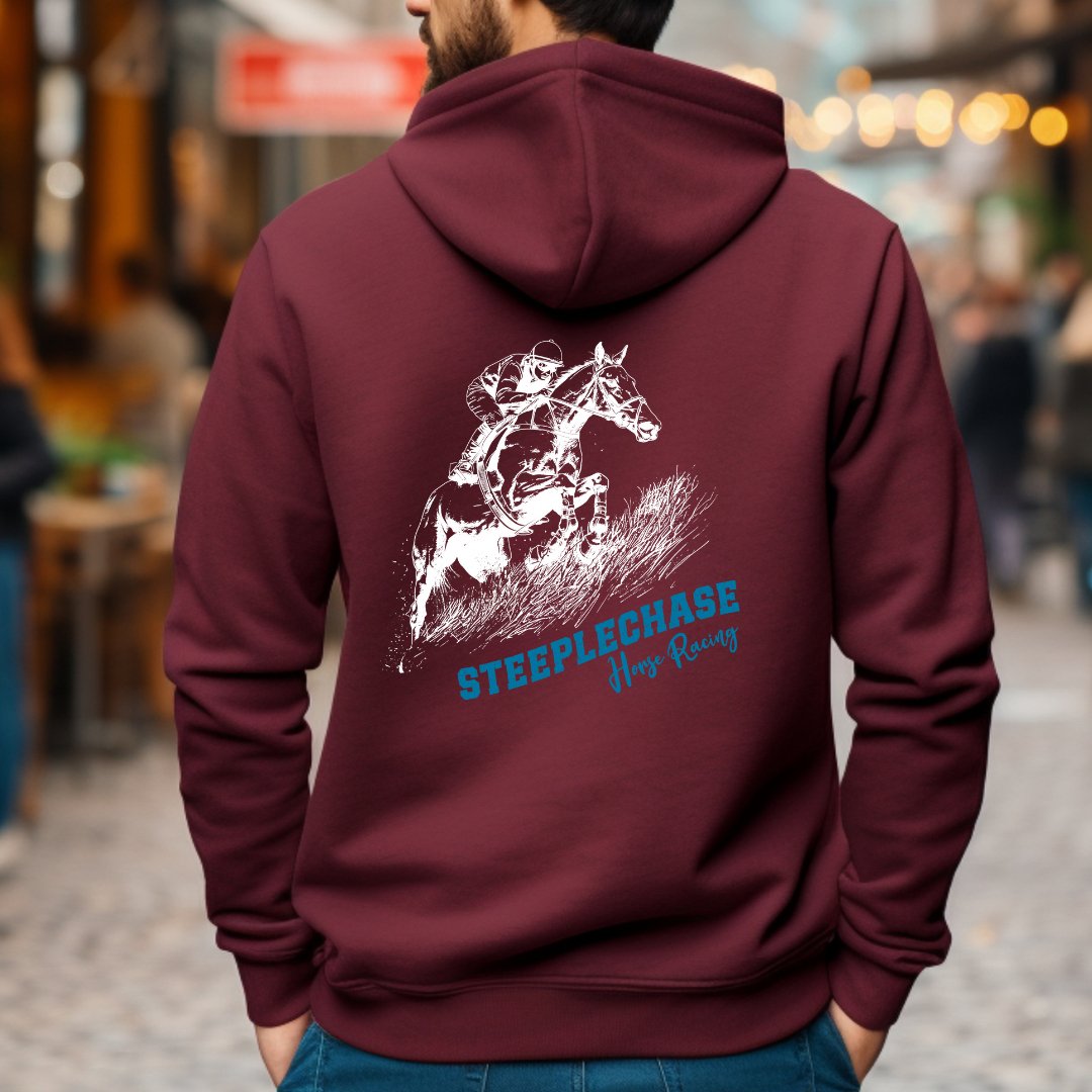 Steeplechase Horse Racing Full Zip Hoodie Jacket, Horse Art, Horse Lovers Sweatshirt, - FlooredByArt