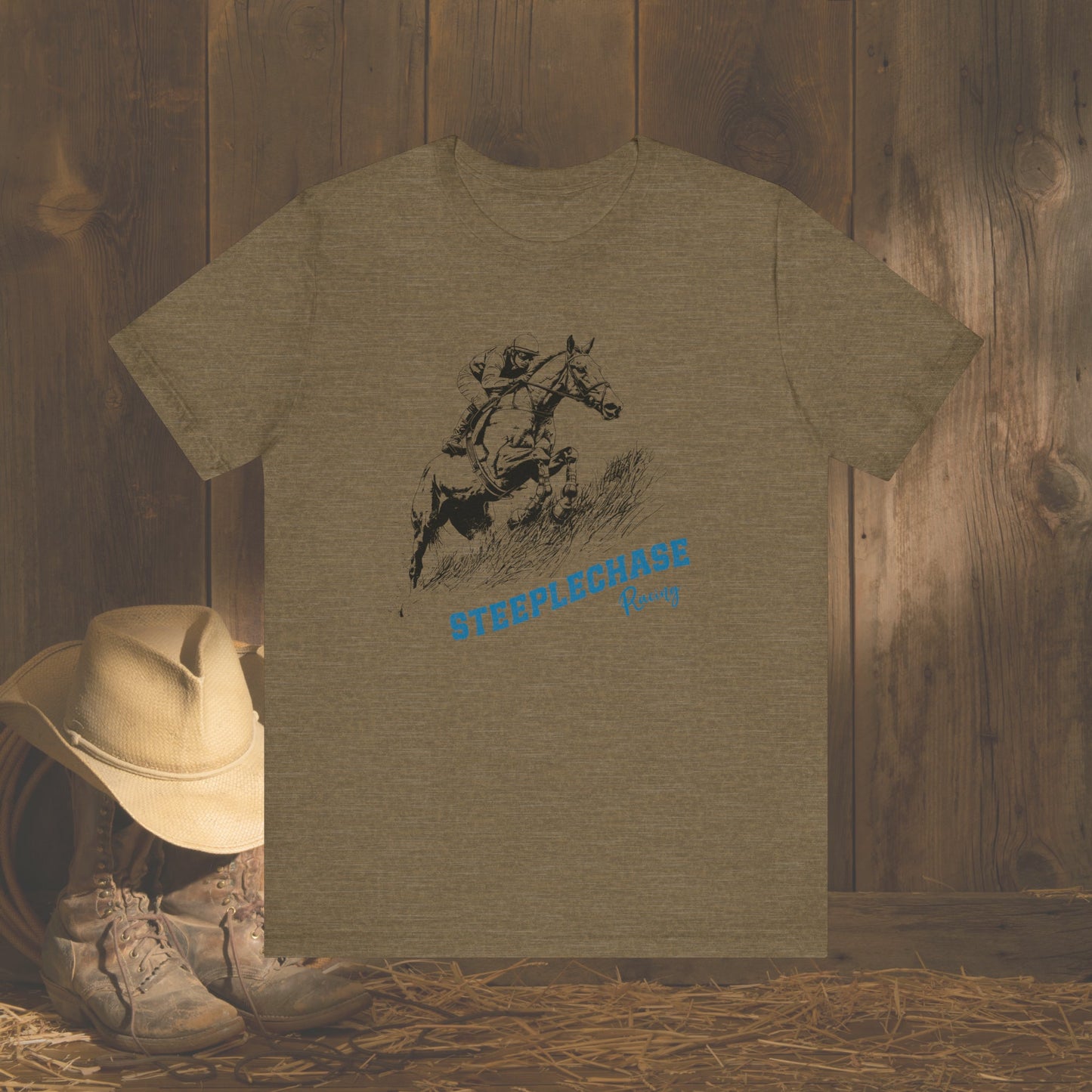 Steeplechase Horse Racing T-shirt, Pen and Ink Horse Art, Horse Lover - FlooredByArt
