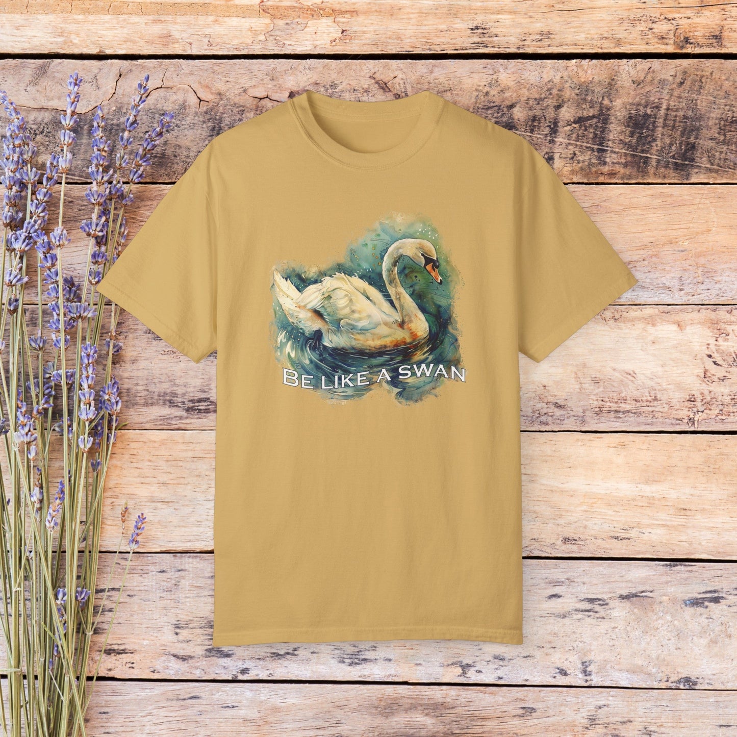 Swan Art T - shirt, Original Art Print Tee, Inspirational "Be like a Swan", Comfort Colors Shirt - FlooredByArt