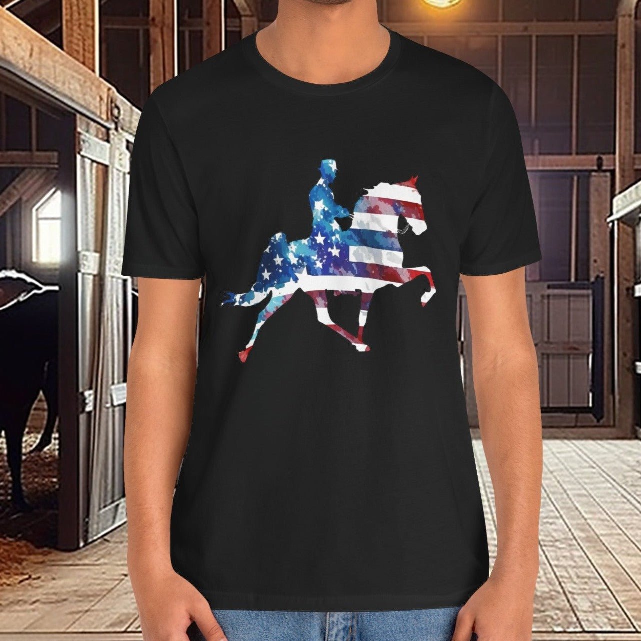 Tennessee Walking Horse T-shirt, TWH Pride Tee: Stepping in Stars & Stripes! Gift - FlooredByArt