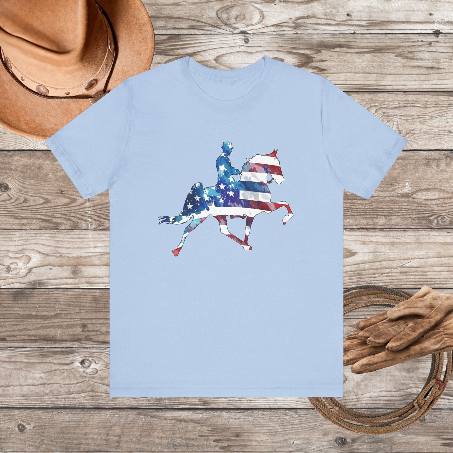 Tennessee Walking Horse T-shirt, TWH Pride Tee: Stepping in Stars & Stripes! Gift - FlooredByArt