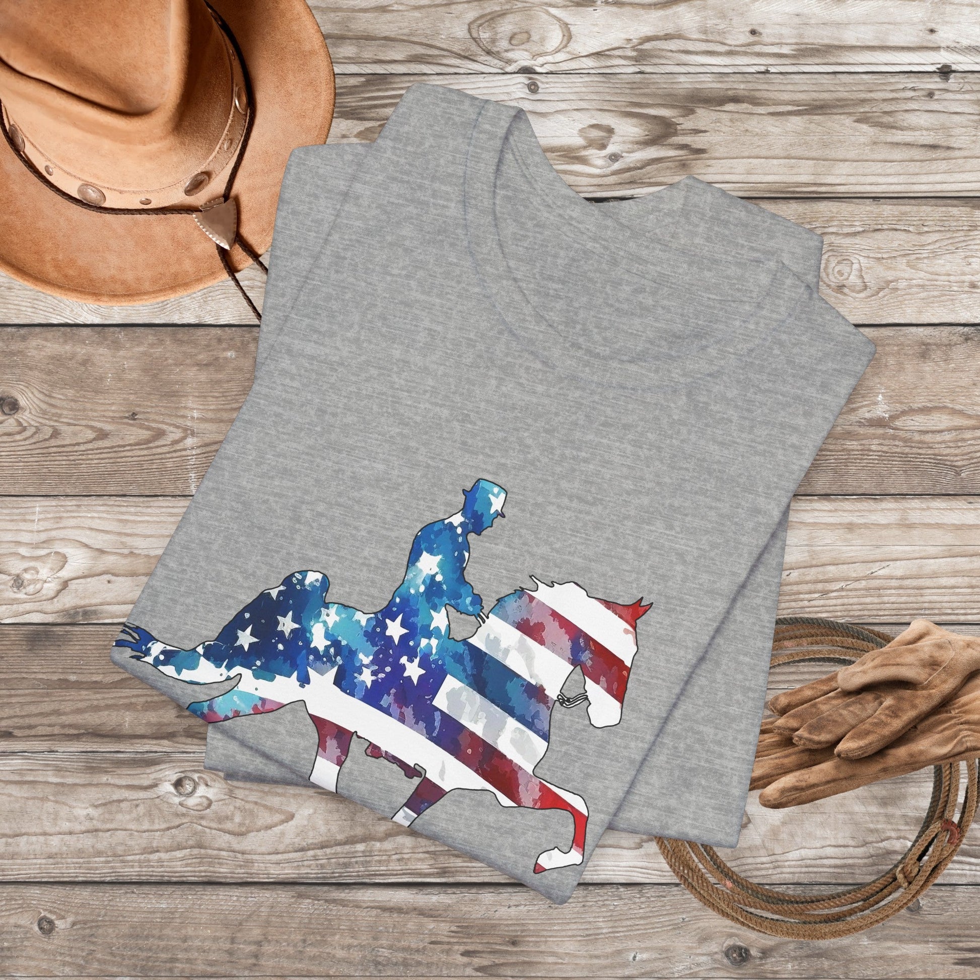 Tennessee Walking Horse T-shirt, TWH Pride Tee: Stepping in Stars & Stripes! Gift - FlooredByArt