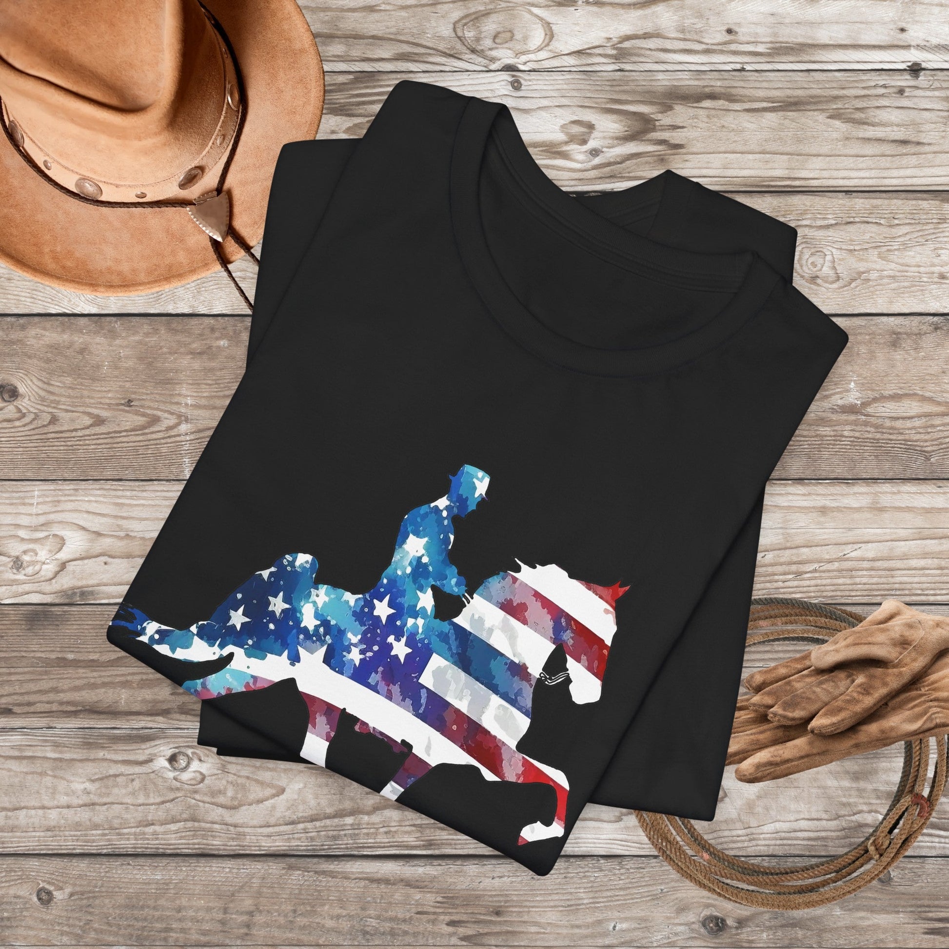 Tennessee Walking Horse T-shirt, TWH Pride Tee: Stepping in Stars & Stripes! Gift - FlooredByArt