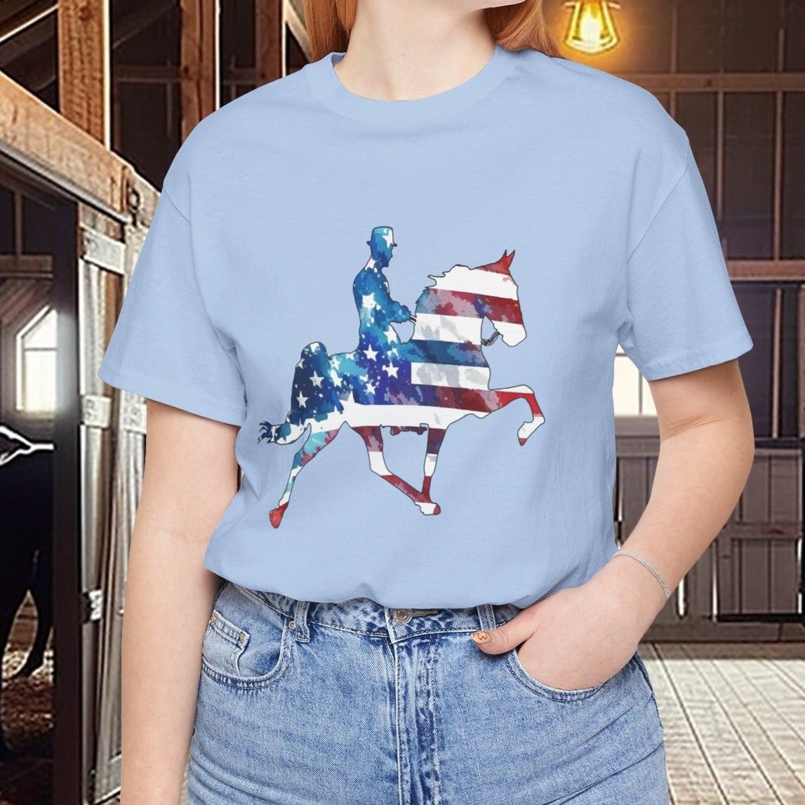 Tennessee Walking Horse T-shirt, TWH Pride Tee: Stepping in Stars & Stripes! Gift - FlooredByArt