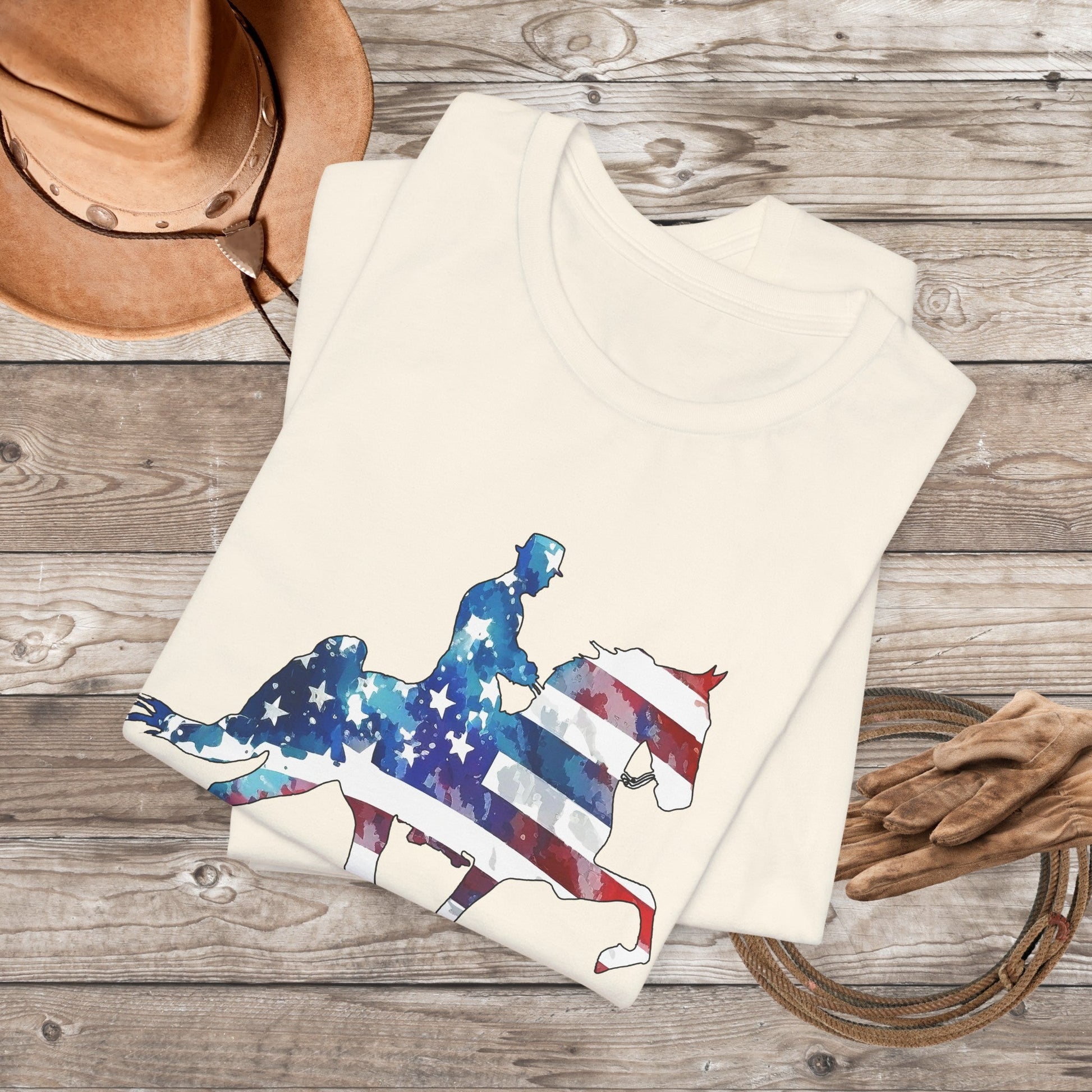 Tennessee Walking Horse T-shirt, TWH Pride Tee: Stepping in Stars & Stripes! Gift - FlooredByArt