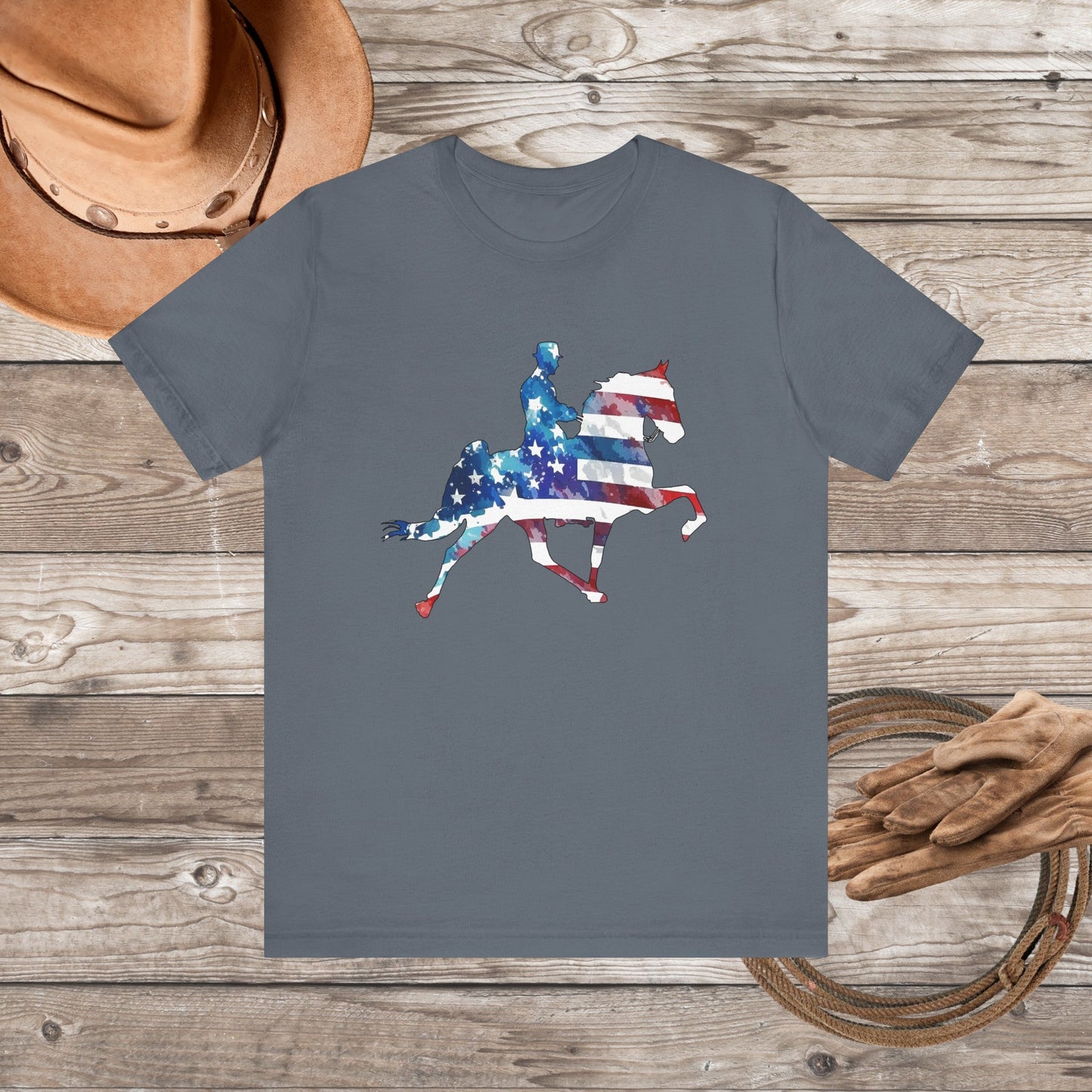 Tennessee Walking Horse T-shirt, TWH Pride Tee: Stepping in Stars & Stripes! Gift - FlooredByArt