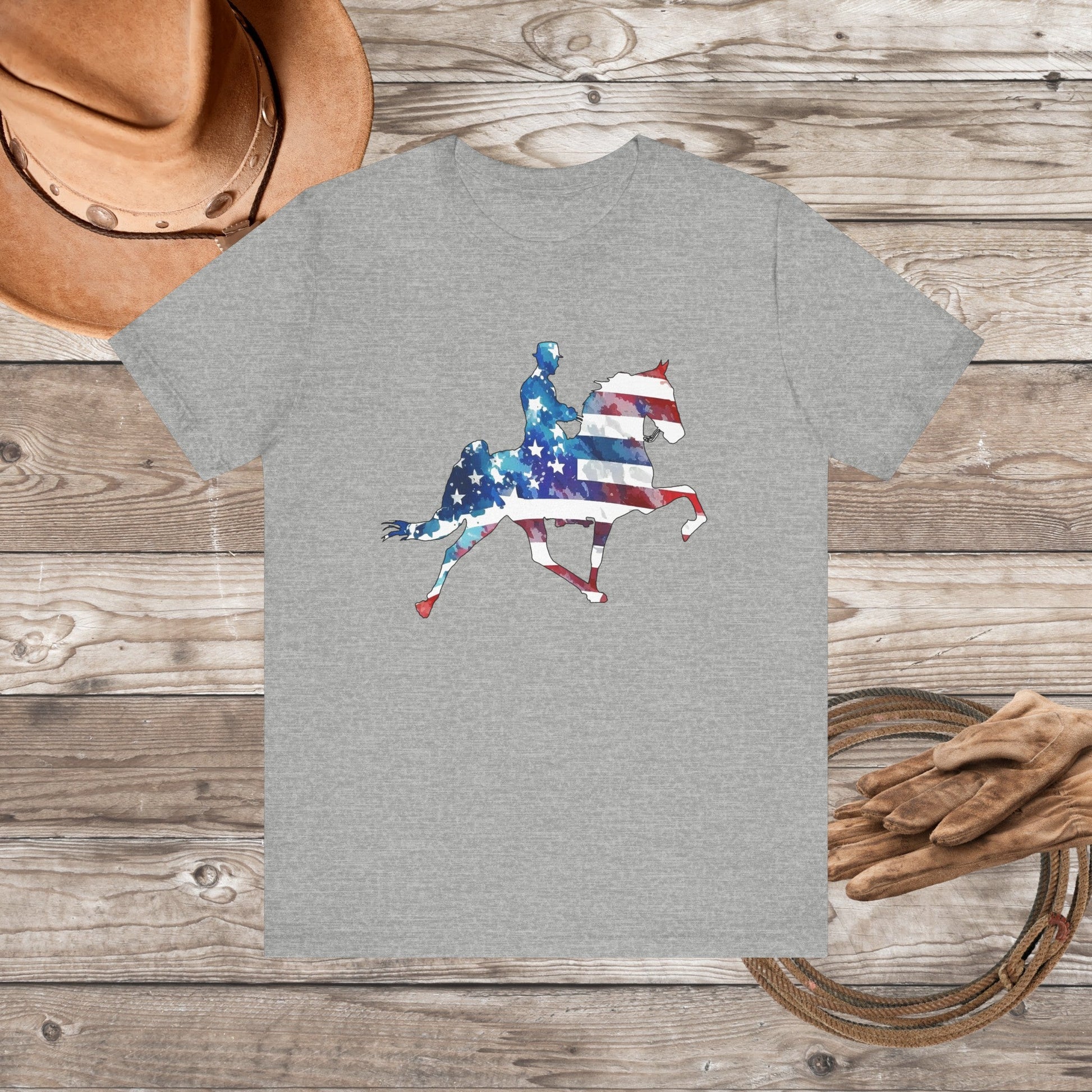 Tennessee Walking Horse T-shirt, TWH Pride Tee: Stepping in Stars & Stripes! Gift - FlooredByArt