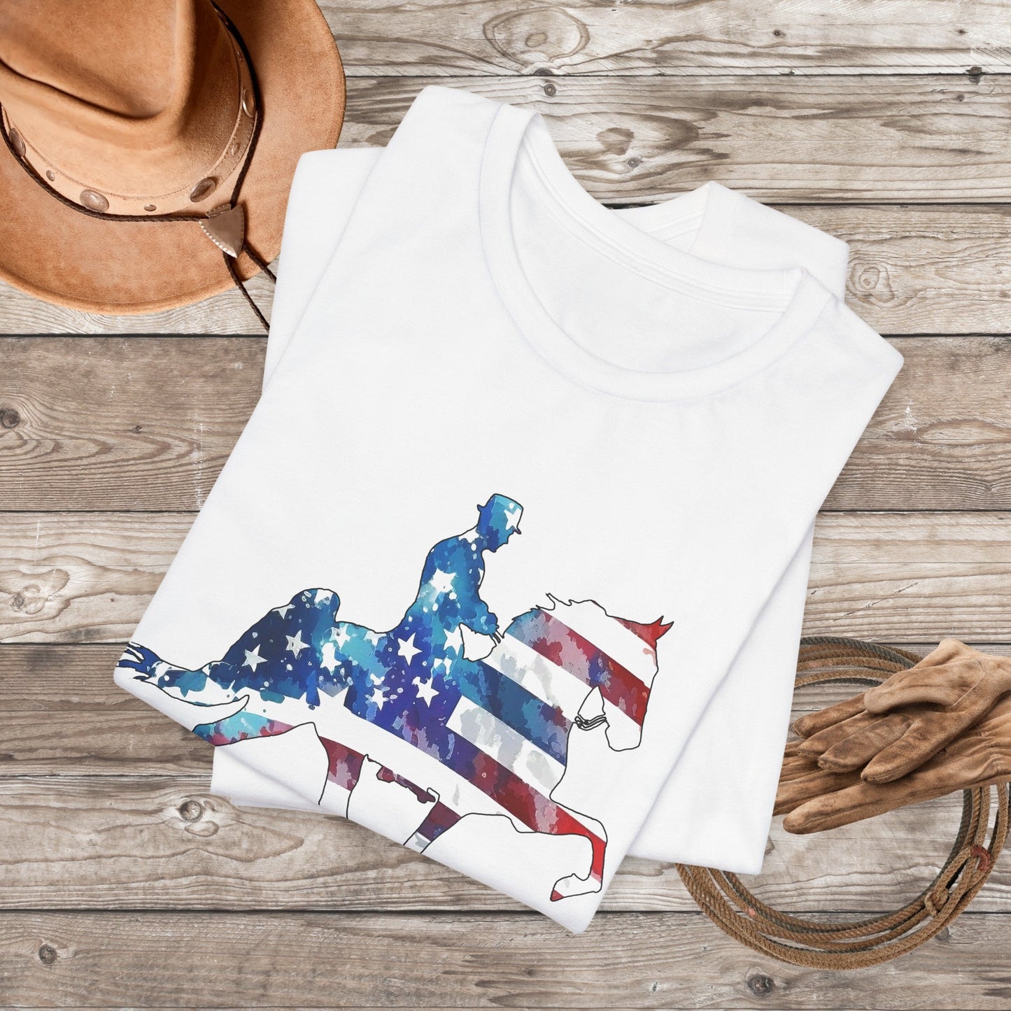 Tennessee Walking Horse T-shirt, TWH Pride Tee: Stepping in Stars & Stripes! Gift - FlooredByArt