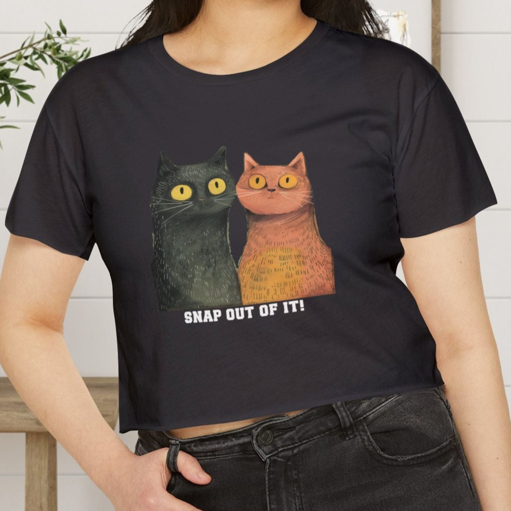 This “Snap Out of It” Cat Crop Top is full of sass and style — an ideal piece cat lovers - FlooredByArt
