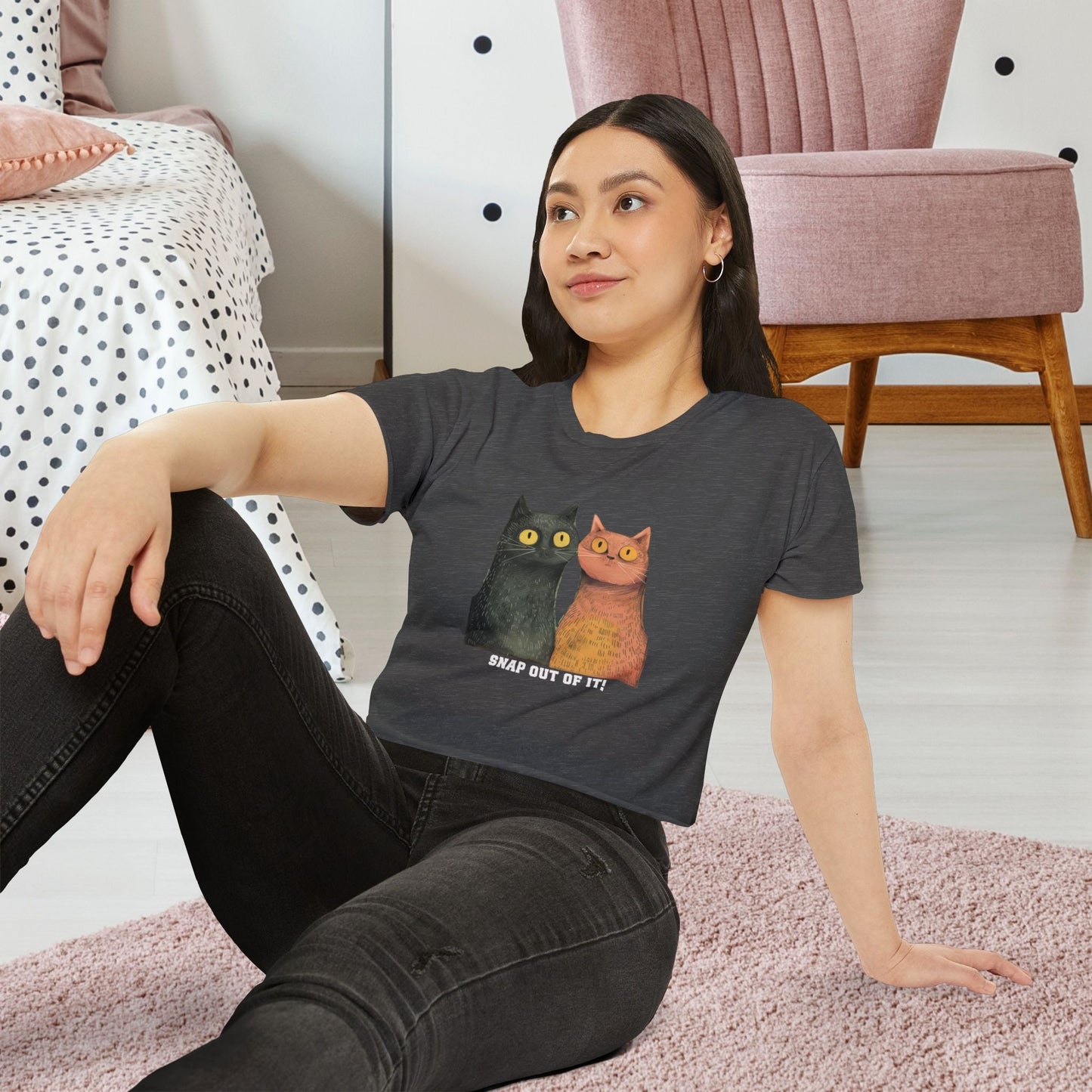 This “Snap Out of It” Cat Crop Top is full of sass and style — an ideal piece cat lovers - FlooredByArt