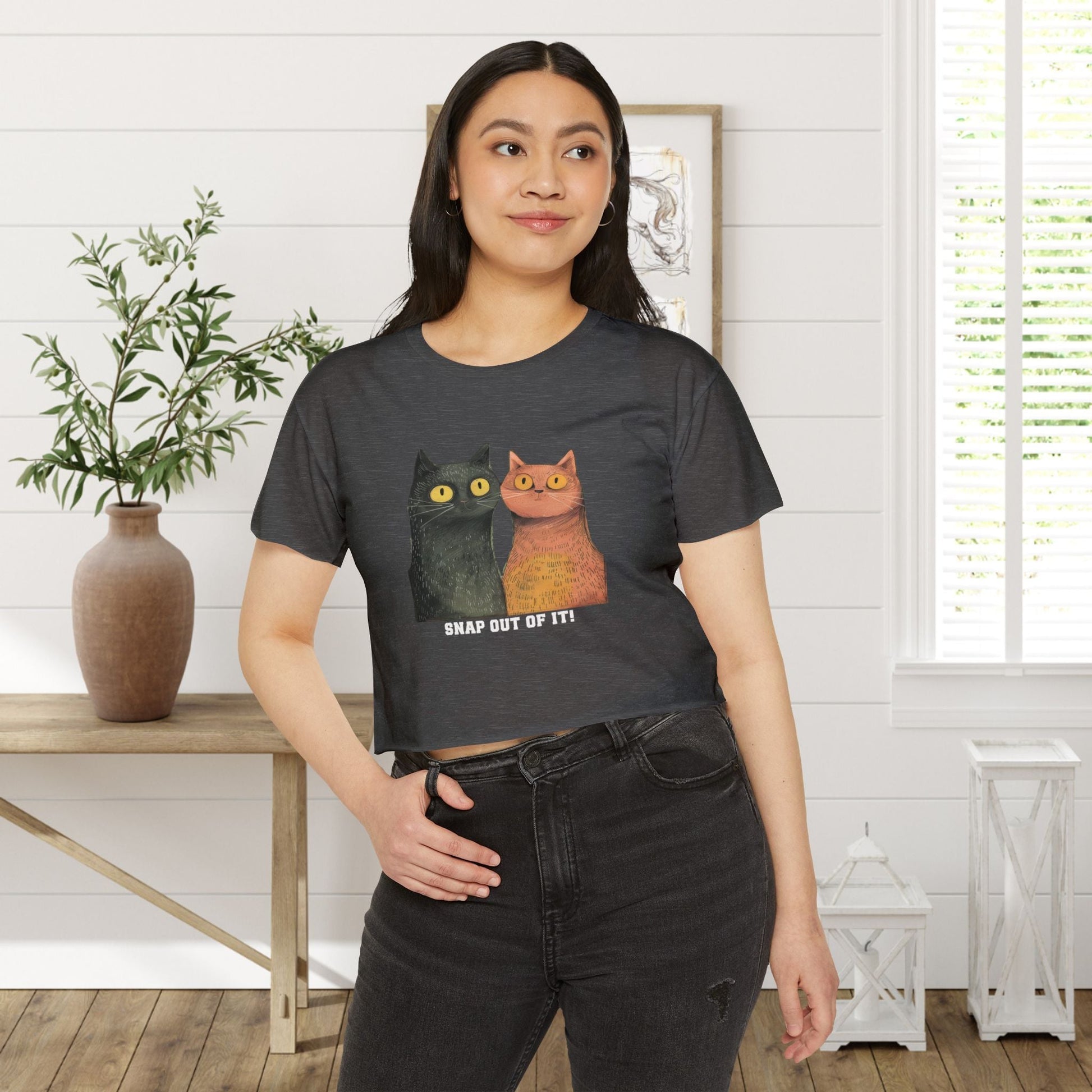 This “Snap Out of It” Cat Crop Top is full of sass and style — an ideal piece cat lovers - FlooredByArt