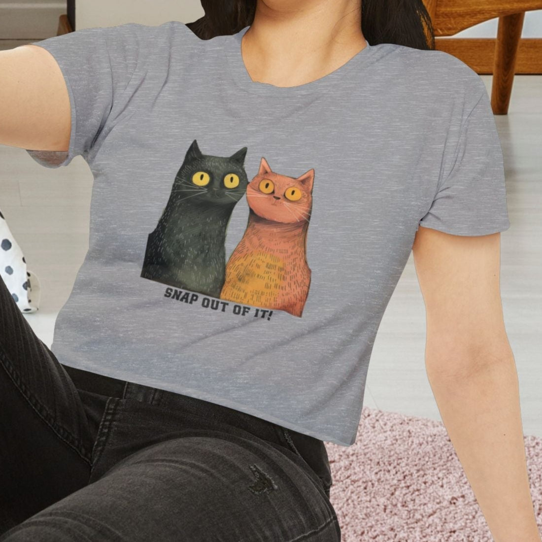 This “Snap Out of It” Cat Crop Top is full of sass and style — an ideal piece cat lovers - FlooredByArt