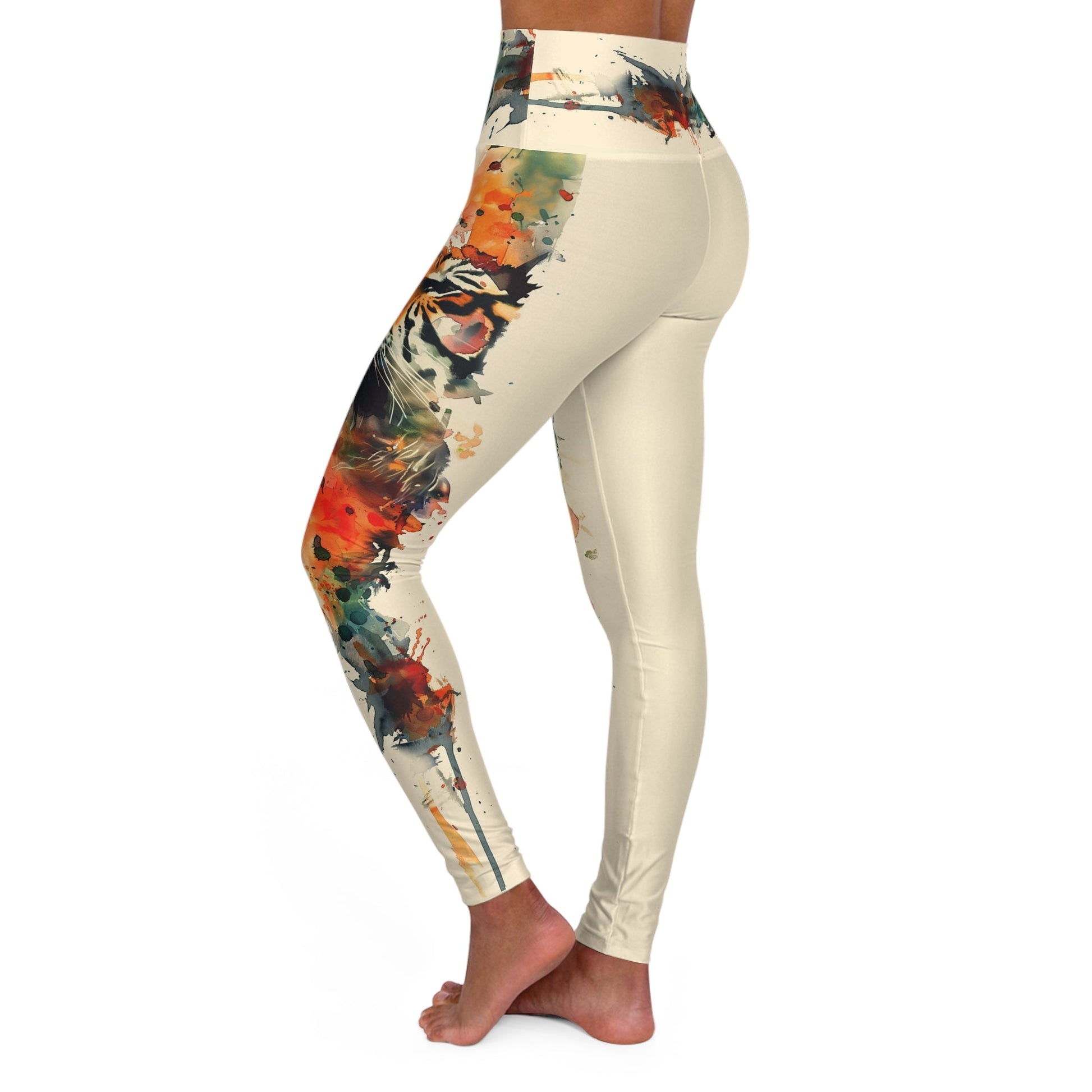 Tiger Art Leggings, Beautiful Tiger Head - High Waisted Yoga Art Leggings - FlooredByArt