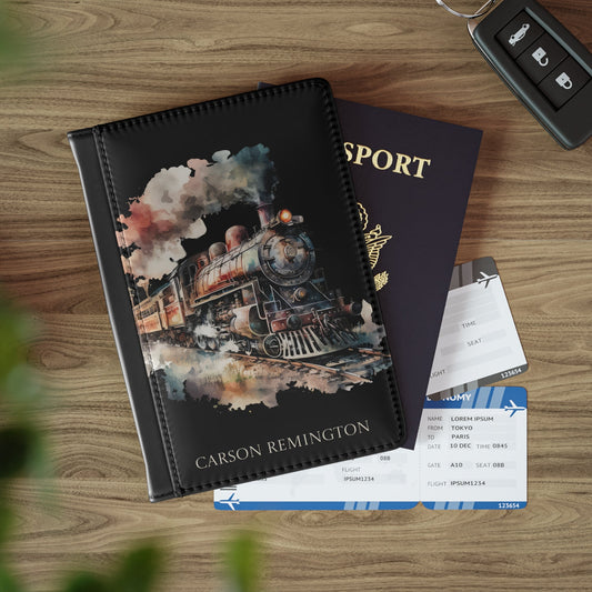 Train Passport Cover Vintage Steam Engine Traveler Travel ID Cover, Passport Protection, Credit Card Shield, Passport Cover, Traveler cover - FlooredByArt