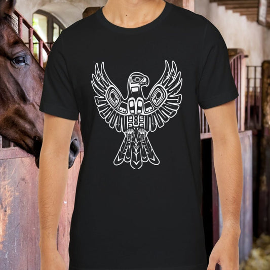 Tribal Totem Art, Native American - Inspired Design, Unisex Cotton Tee - FlooredByArt