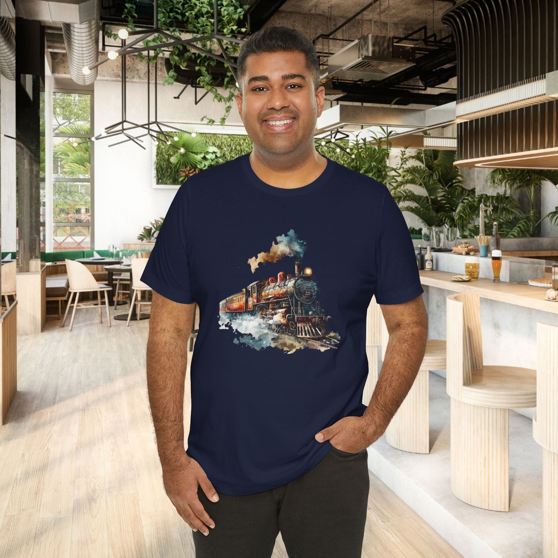 Vintage Railway Steam Engine Locomotive Train Shirt, Mens T-Shirt - FlooredByArt