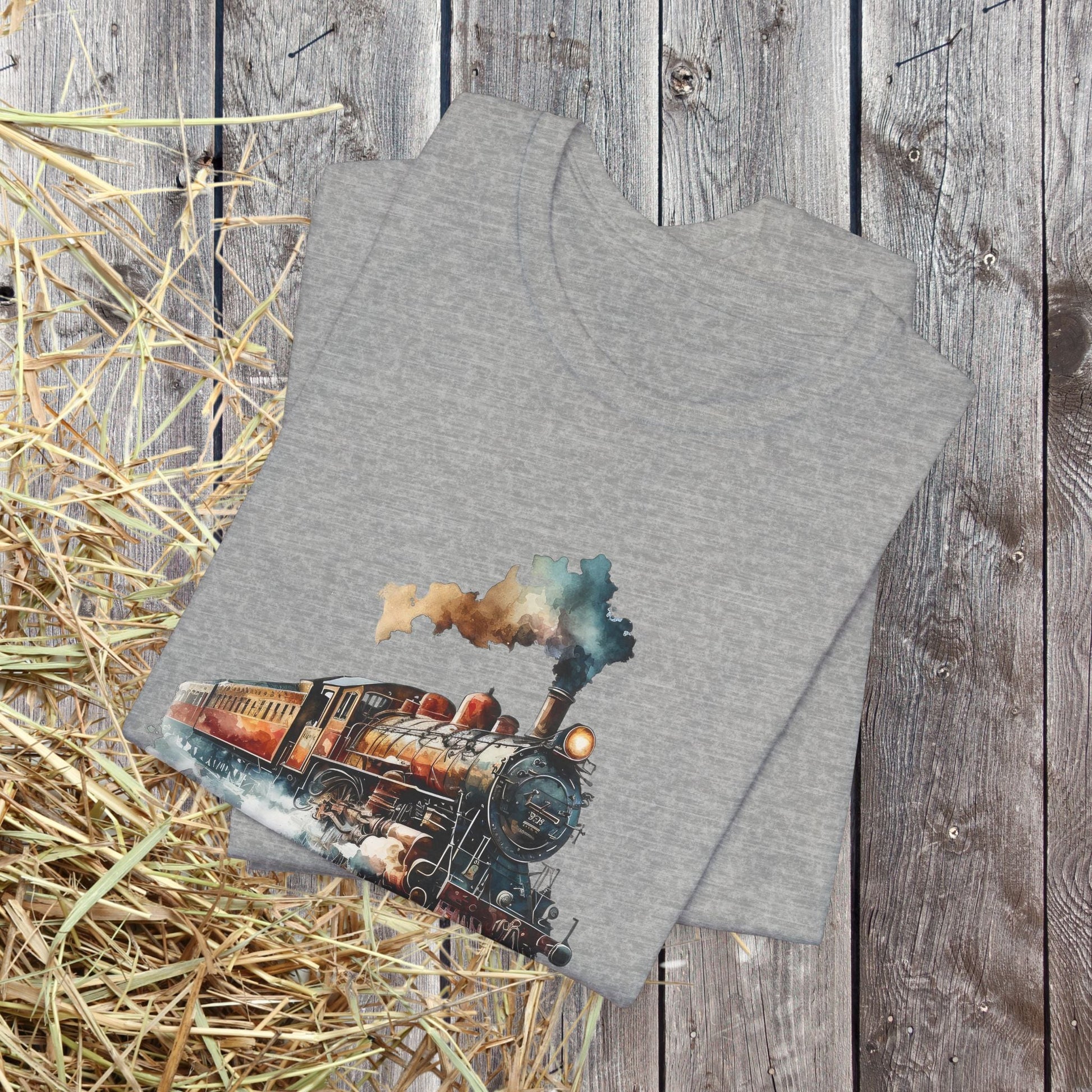 Vintage Railway Steam Engine Locomotive Train Shirt, Mens T-Shirt - FlooredByArt
