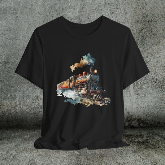 Vintage Railway Steam Engine Locomotive Train Shirt, Mens T-Shirt - FlooredByArt