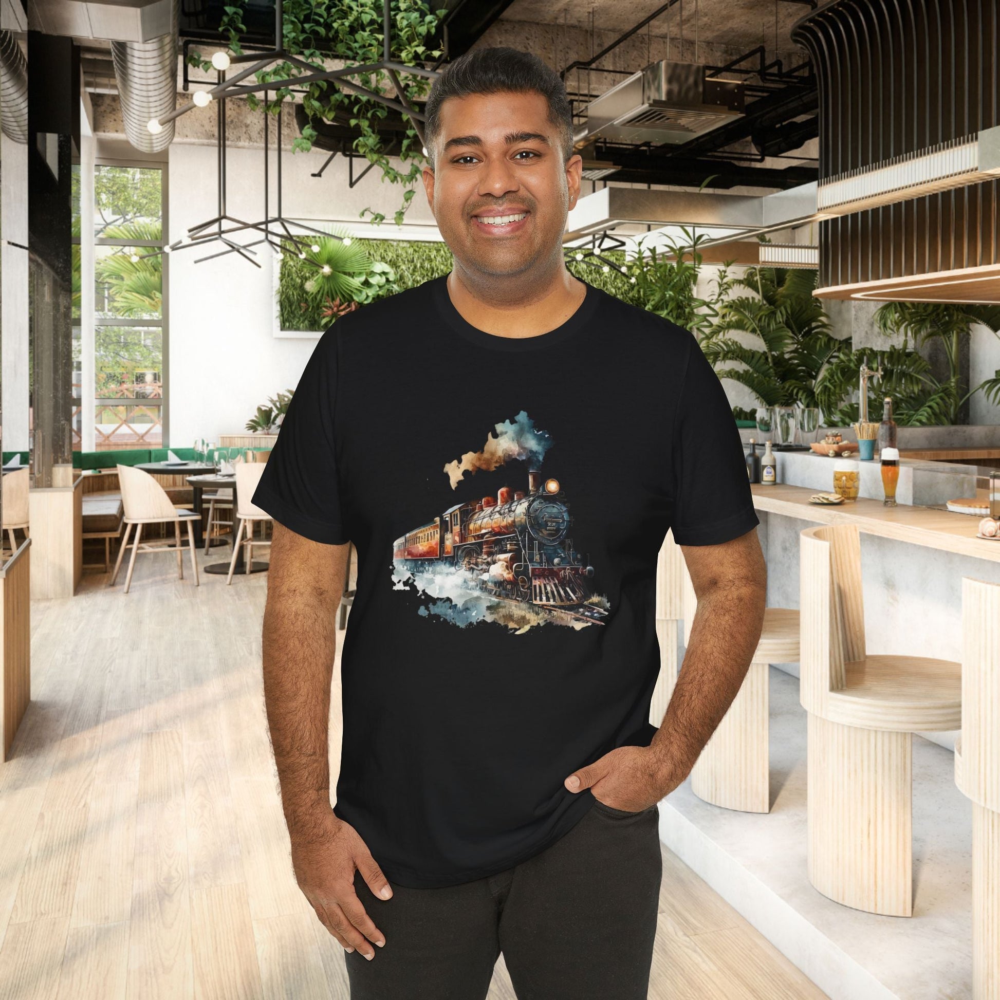 Vintage Railway Steam Engine Locomotive Train Shirt, Mens T-Shirt - FlooredByArt
