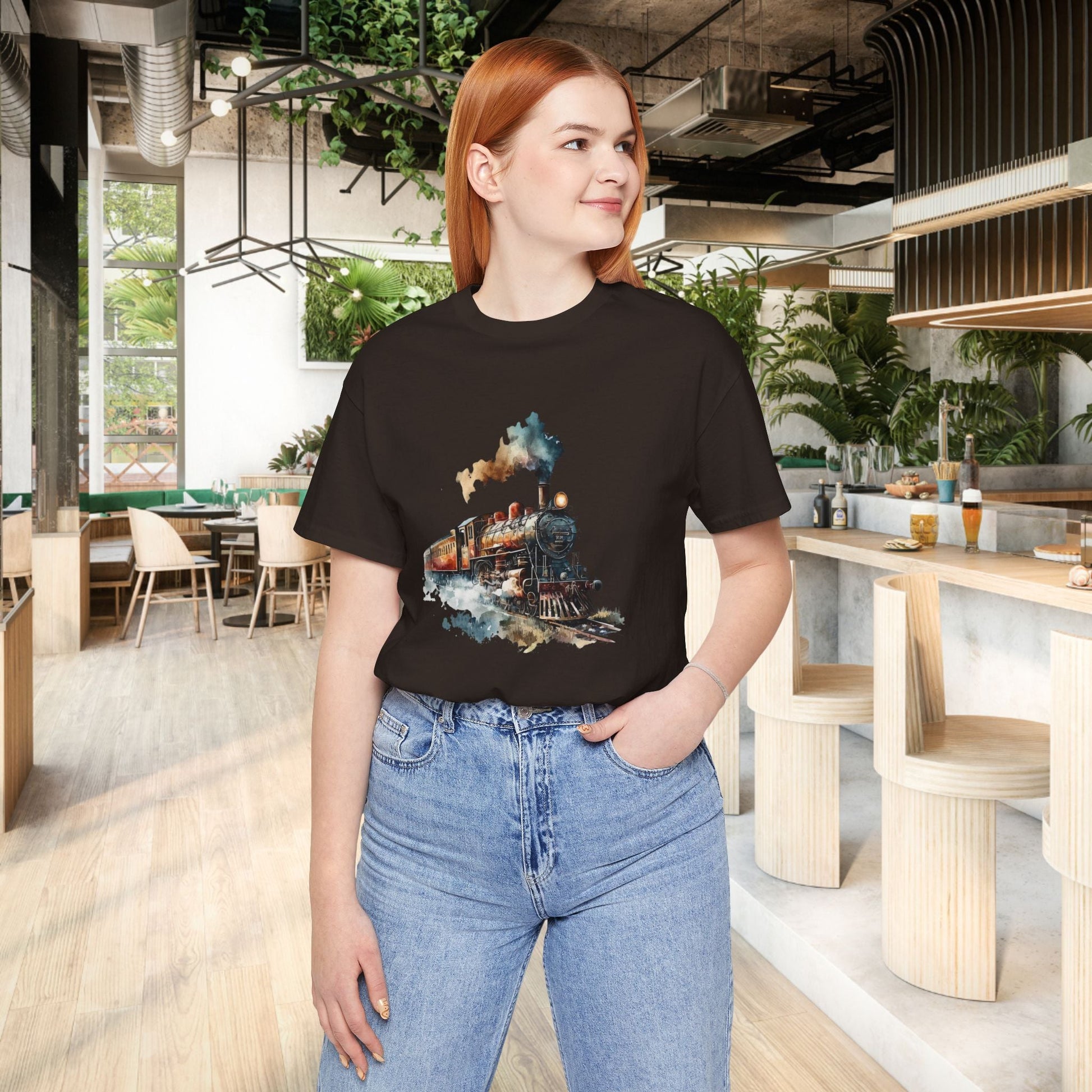 Vintage Railway Steam Engine Locomotive Train Shirt, Mens T-Shirt - FlooredByArt