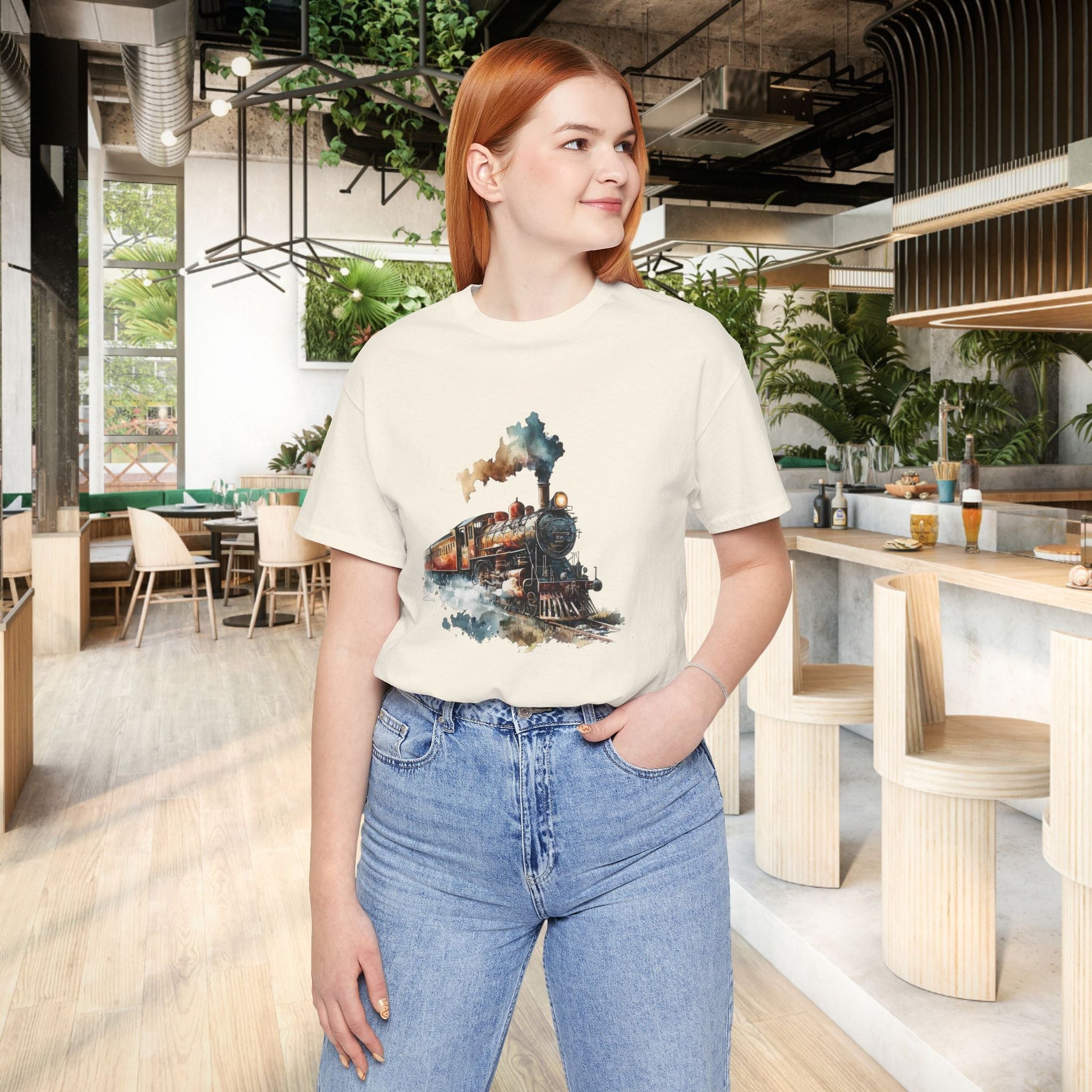 Vintage Railway Steam Engine Locomotive Train Shirt, Mens T-Shirt - FlooredByArt