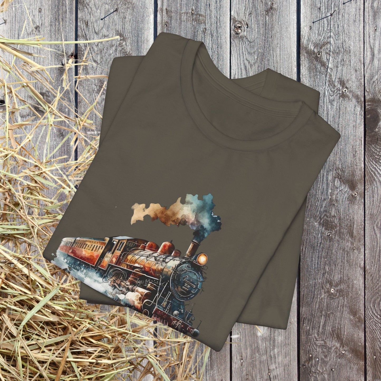 Vintage Railway Steam Engine Locomotive Train Shirt, Mens T-Shirt - FlooredByArt