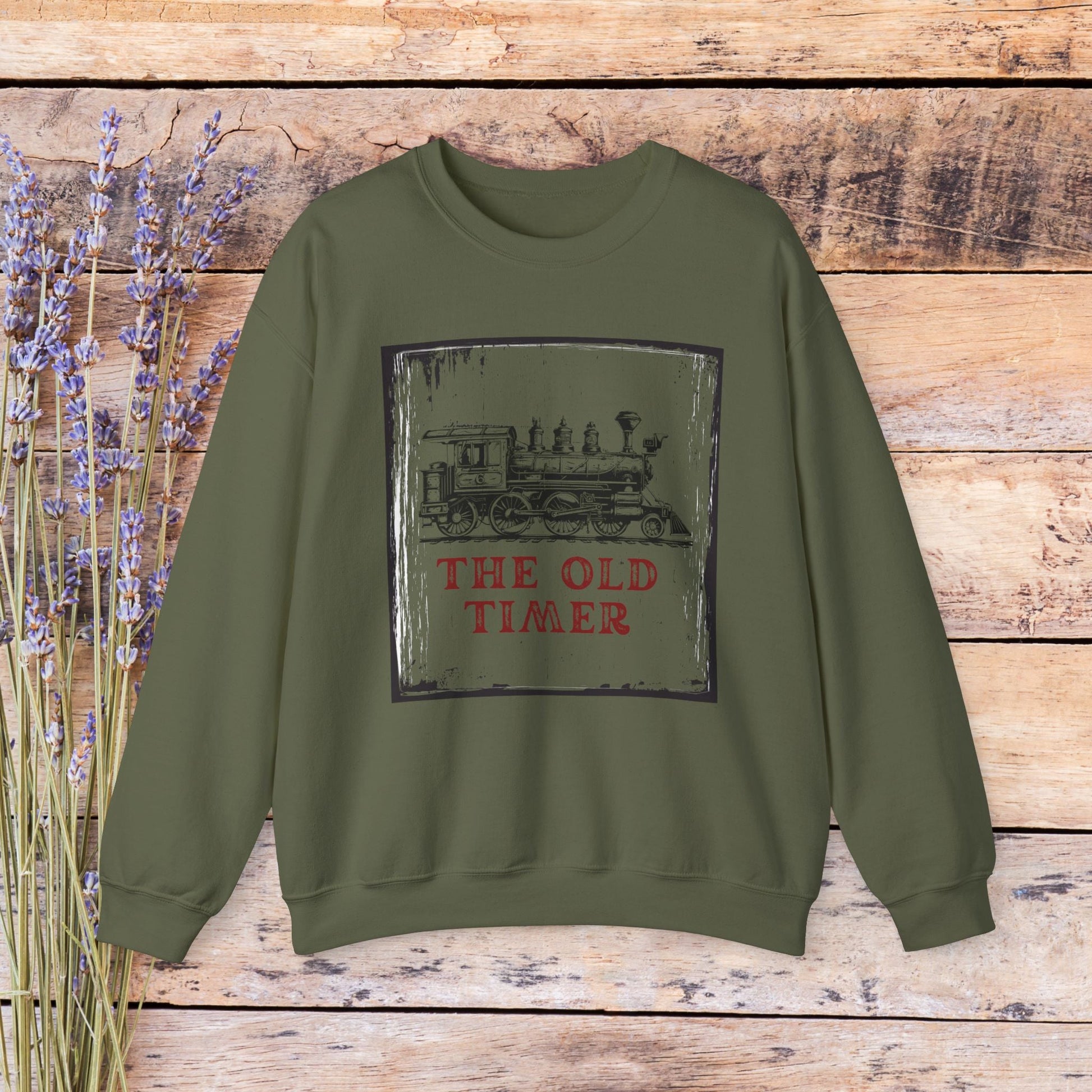 Vintage Steam Engine Sweatshirt, Line Drawing Steam Engine, Classic Train T-shirt Gift - FlooredByArt