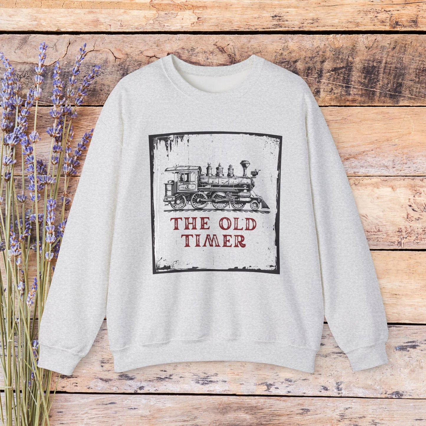 Vintage Steam Engine Sweatshirt, Line Drawing Steam Engine, Classic Train T-shirt Gift - FlooredByArt