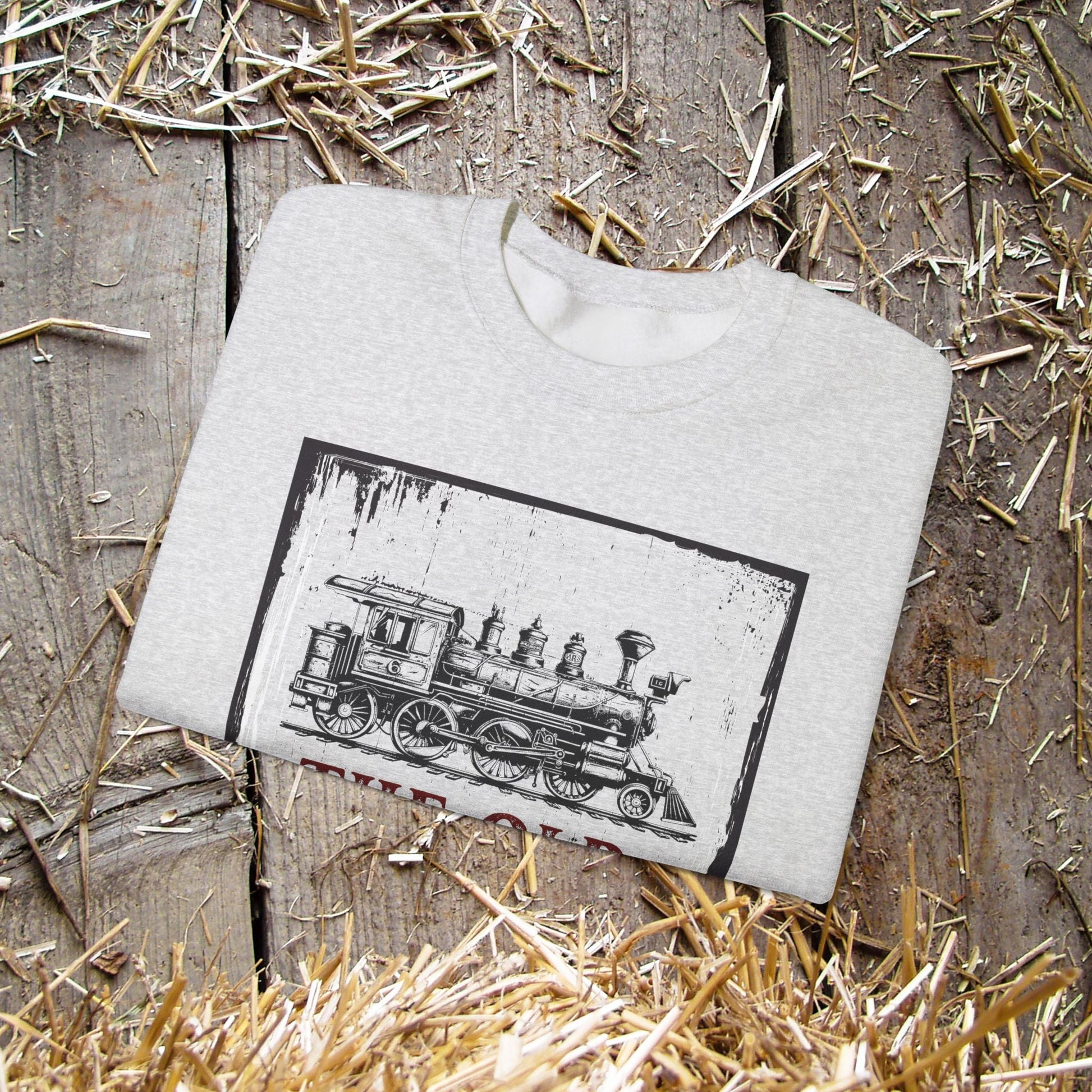 Vintage Steam Engine Sweatshirt, Line Drawing Steam Engine, Classic Train T-shirt Gift - FlooredByArt