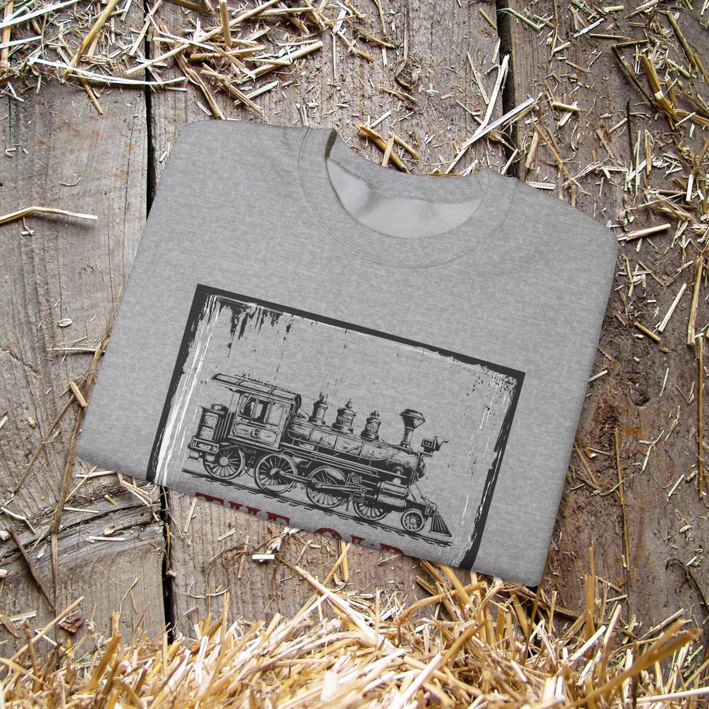 Vintage Steam Engine Sweatshirt, Line Drawing Steam Engine, Classic Train T-shirt Gift - FlooredByArt