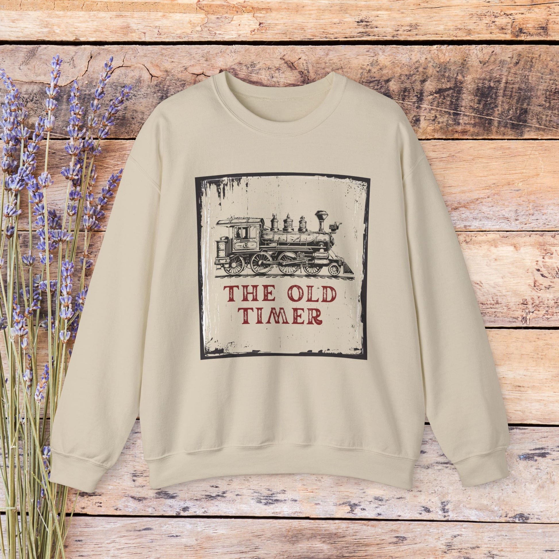 Vintage Steam Engine Sweatshirt, Line Drawing Steam Engine, Classic Train T-shirt Gift - FlooredByArt