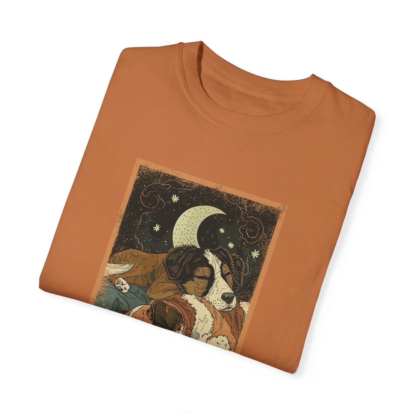 Vintage Style Dog T - shirt, Two Dogs Sleeping Shirt, Oversized Unisex, Comfort Colors Cotton - FlooredByArt