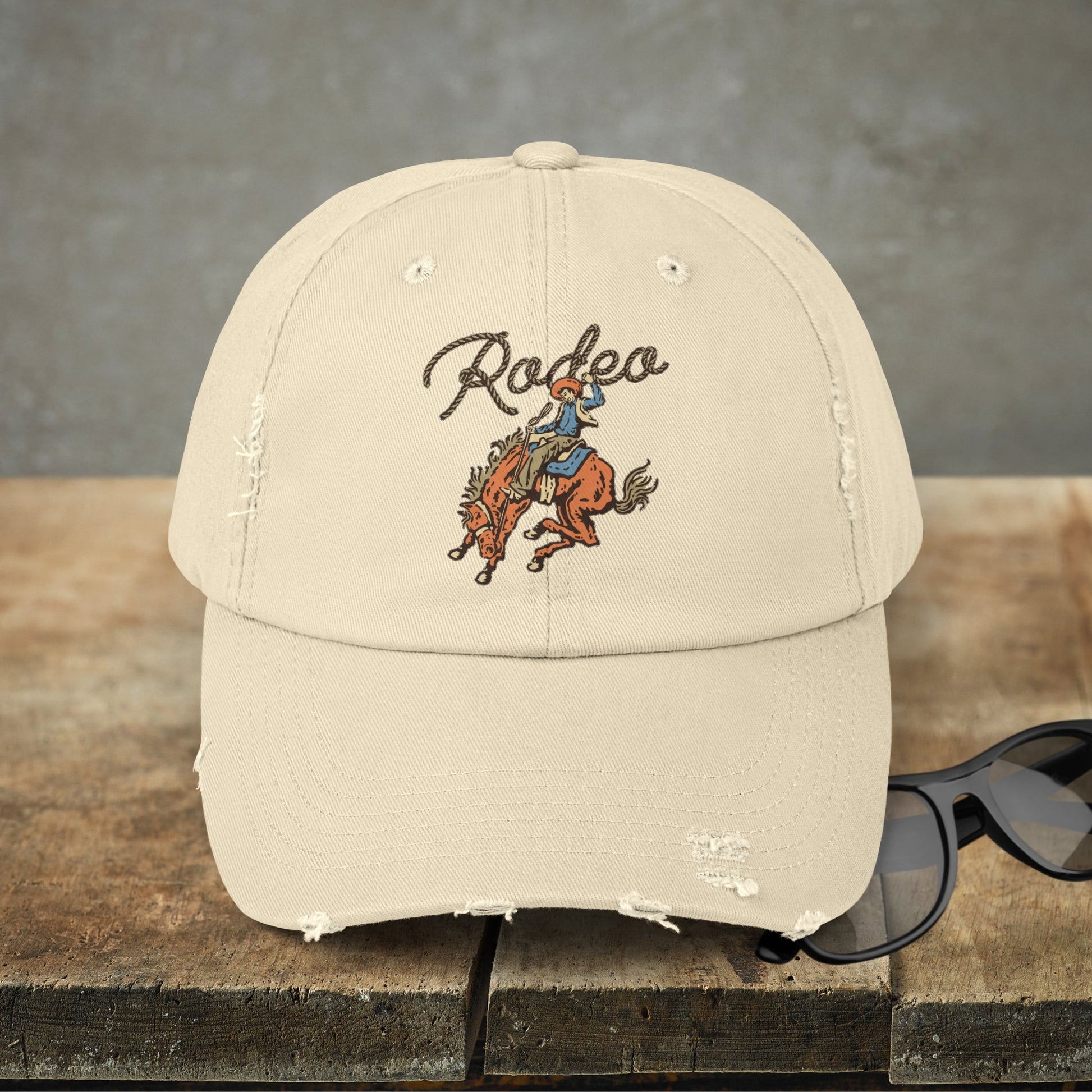 Vintage Western Cowboy Rodeo Baseball Cap, Retro Style 60's Poster Graphic Western - FlooredByArt