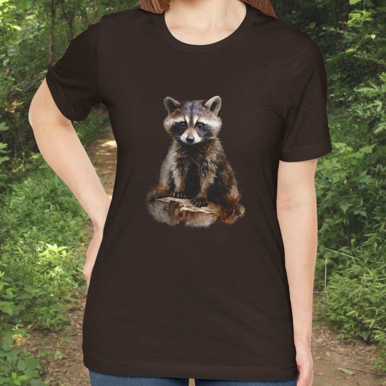 Watercolor Raccoon T-Shirt – Woodland Animal Art on Soft Cotton, Perfect Gift - FlooredByArt