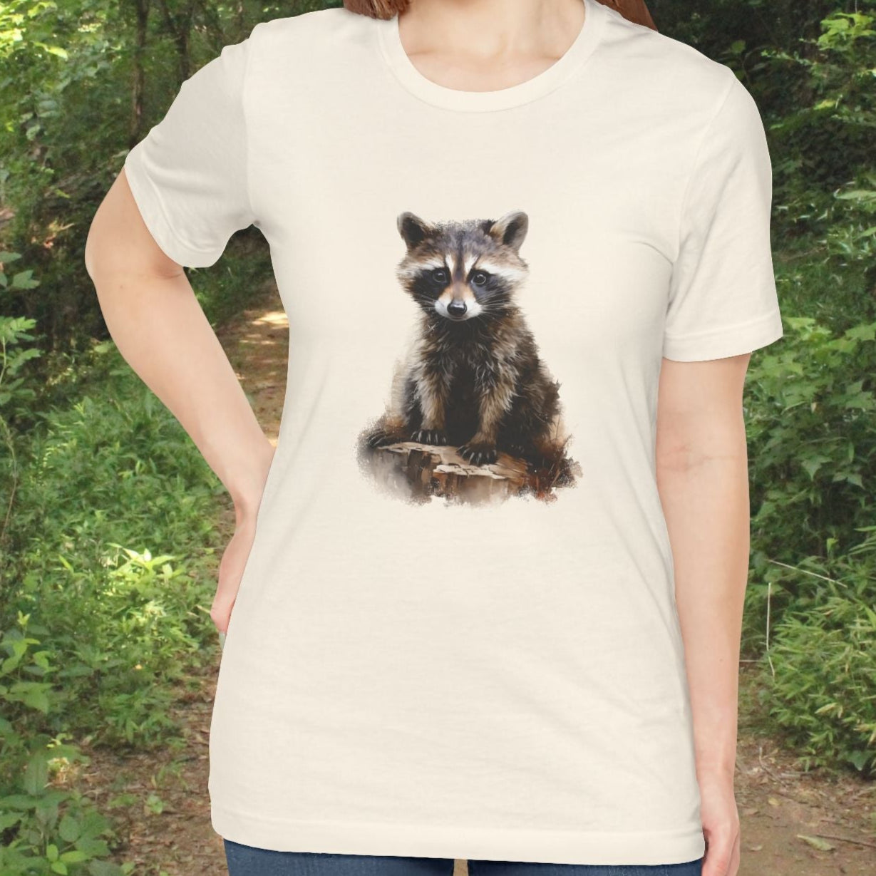 Watercolor Raccoon T-Shirt – Woodland Animal Art on Soft Cotton, Perfect Gift - FlooredByArt
