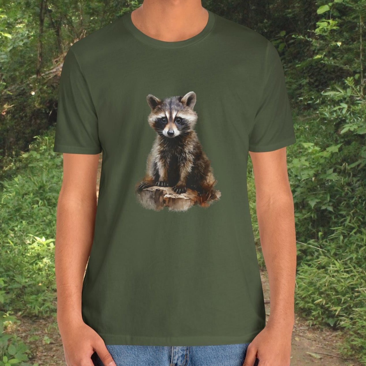 Watercolor Raccoon T-Shirt – Woodland Animal Art on Soft Cotton, Perfect Gift - FlooredByArt