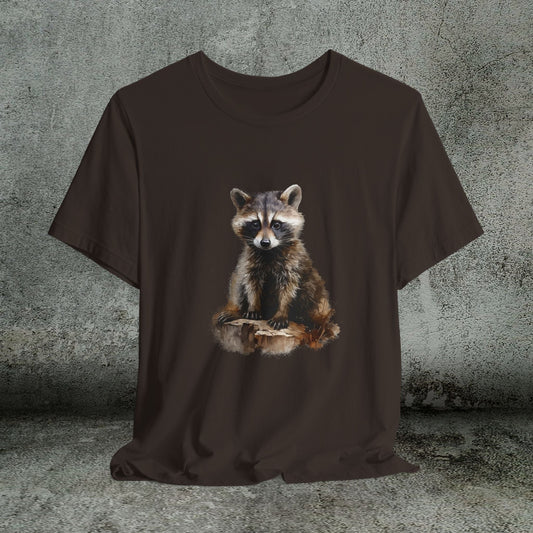 Watercolor Raccoon T-Shirt – Woodland Animal Art on Soft Cotton, Perfect Gift - FlooredByArt