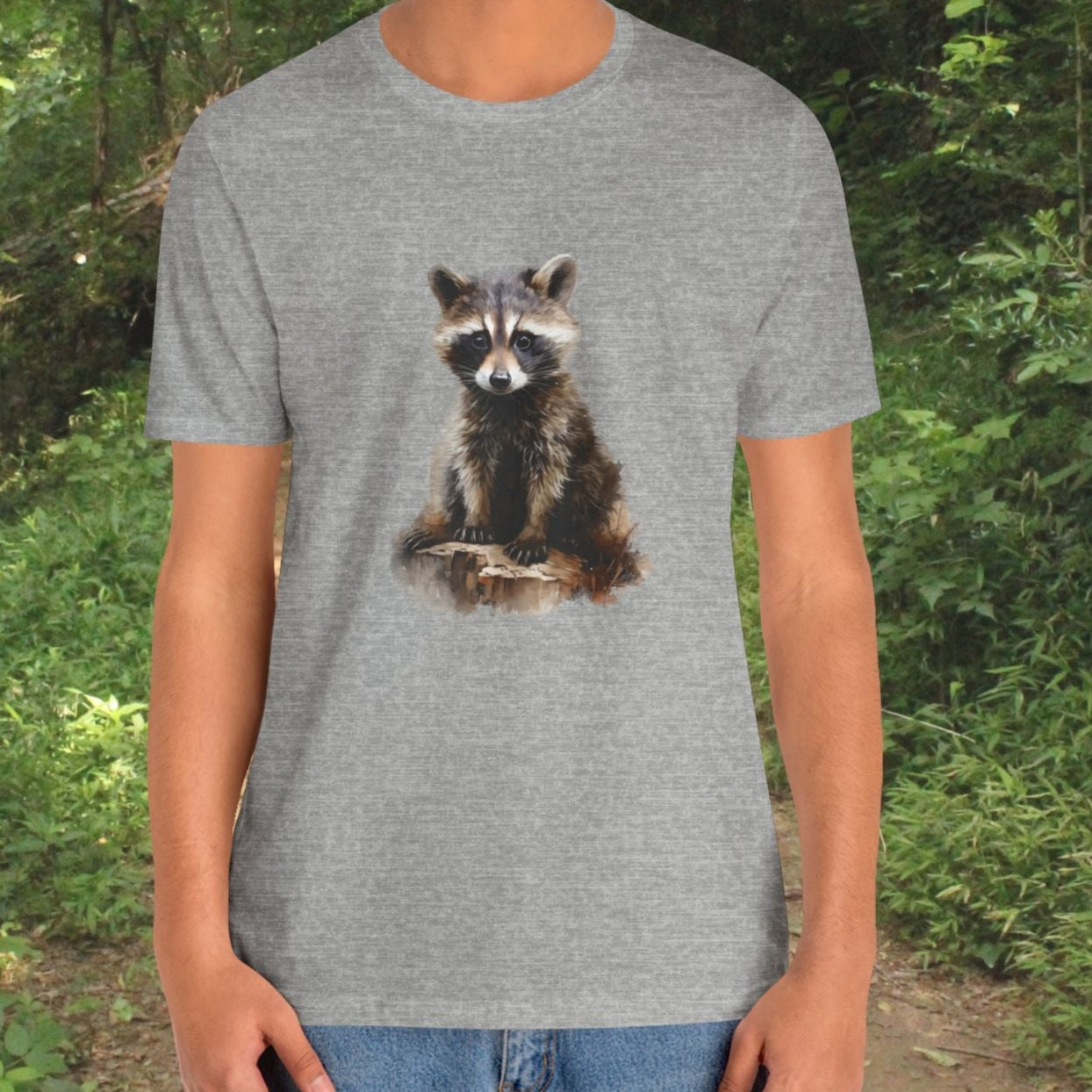 Watercolor Raccoon T-Shirt – Woodland Animal Art on Soft Cotton, Perfect Gift - FlooredByArt