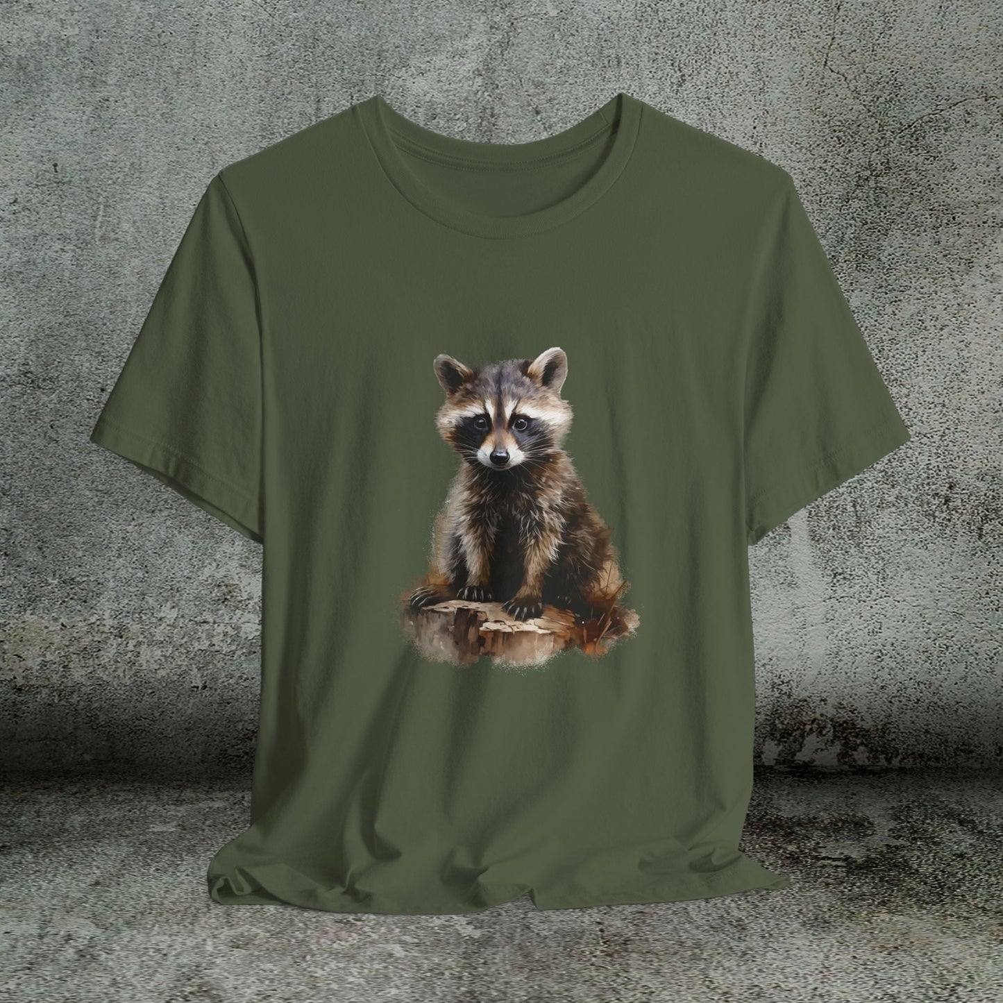 Watercolor Raccoon T-Shirt – Woodland Animal Art on Soft Cotton, Perfect Gift - FlooredByArt