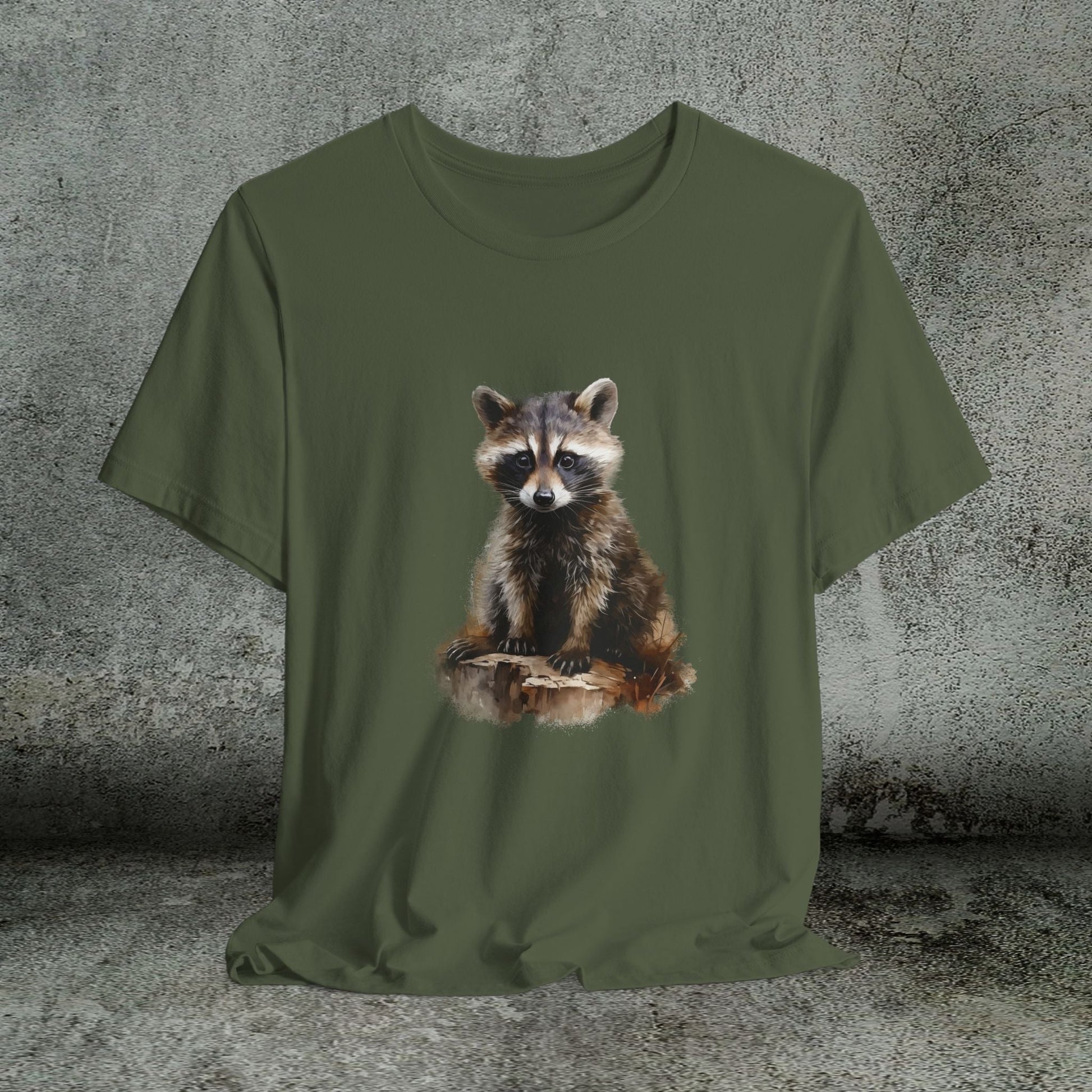 Watercolor Raccoon T-Shirt – Woodland Animal Art on Soft Cotton, Perfect Gift - FlooredByArt