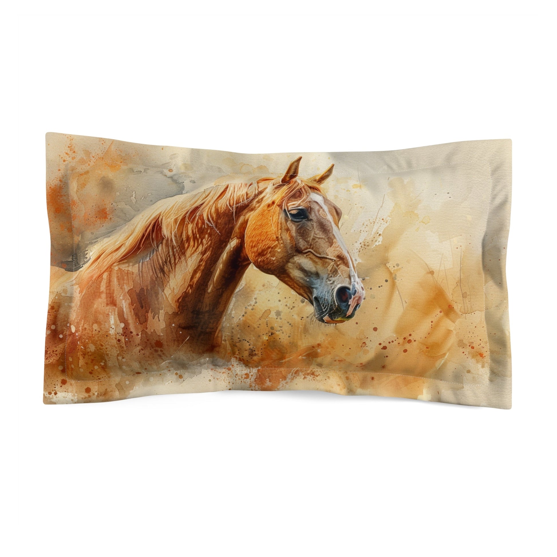 Watercolor Sorrel Horse Pillow Sham – Equestrian Decor, Farmhouse Bedding, Horse Lover Gift - FlooredByArt