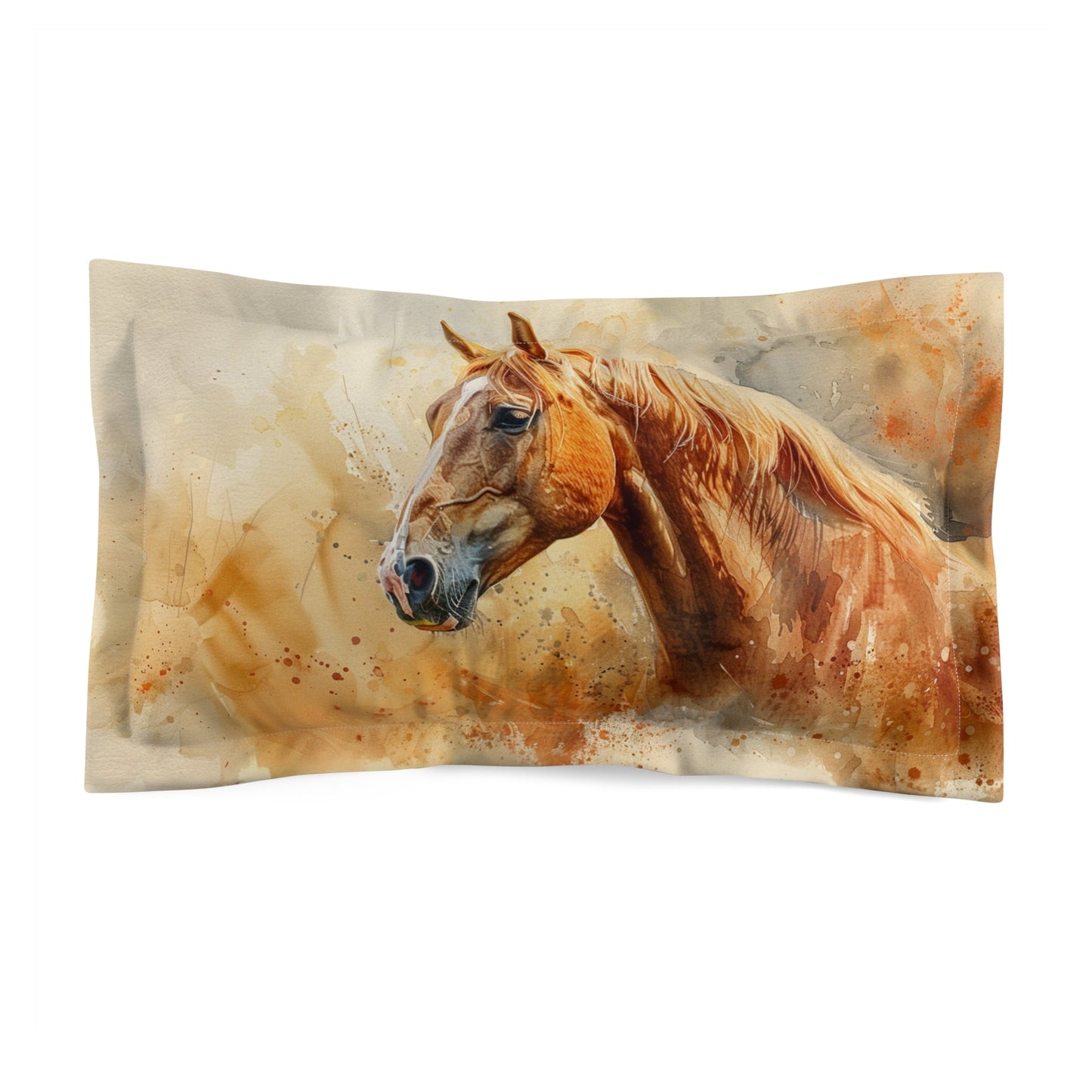 Watercolor Sorrel Horse Pillow Sham – Equestrian Decor, Farmhouse Bedding, Horse Lover Gift - FlooredByArt