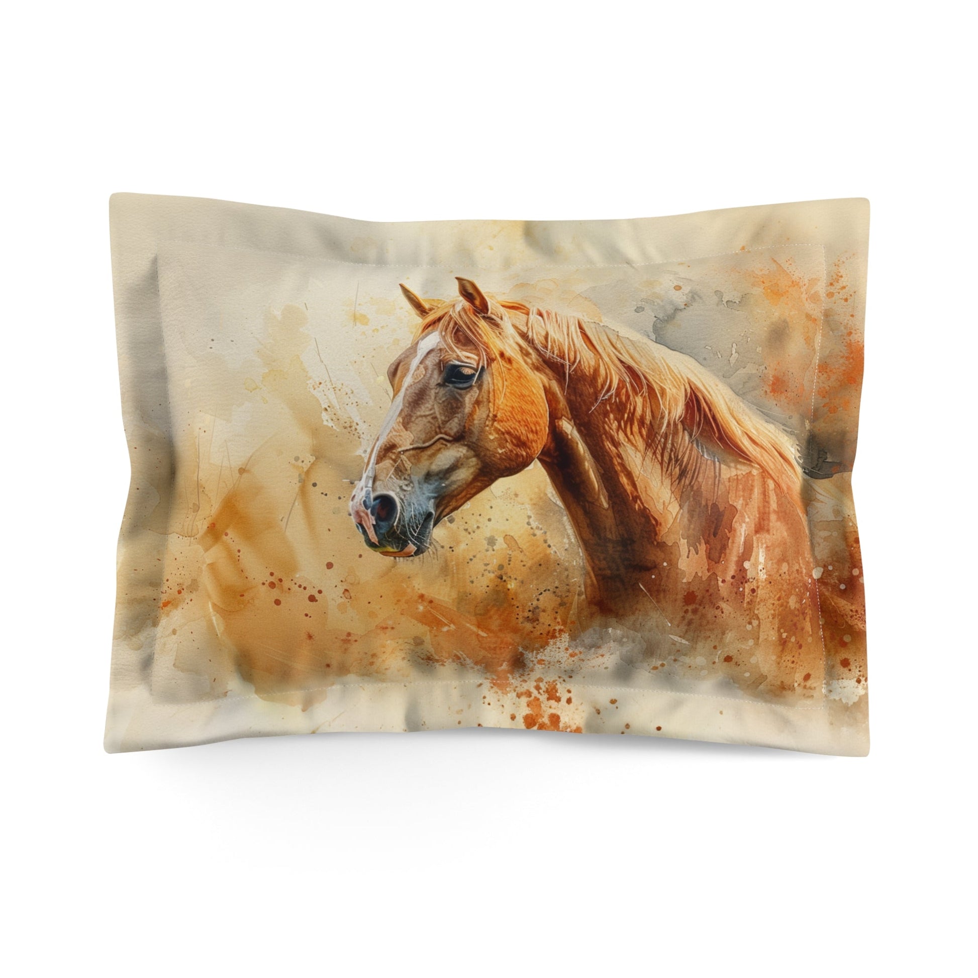 Watercolor Sorrel Horse Pillow Sham – Equestrian Decor, Farmhouse Bedding, Horse Lover Gift - FlooredByArt